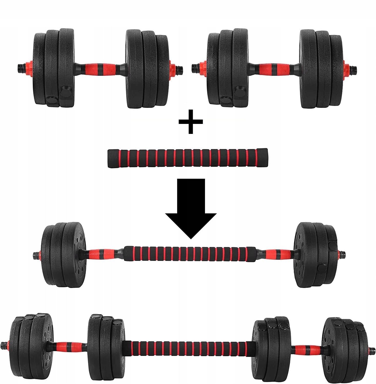 BITUMINOUS DUMBBELLS ADJUSTABLE 2 x 10 kg BARBELL WEIGHT DUMBBELLS SET Model ZESTAW HANTLI MAXIMUS 20KG