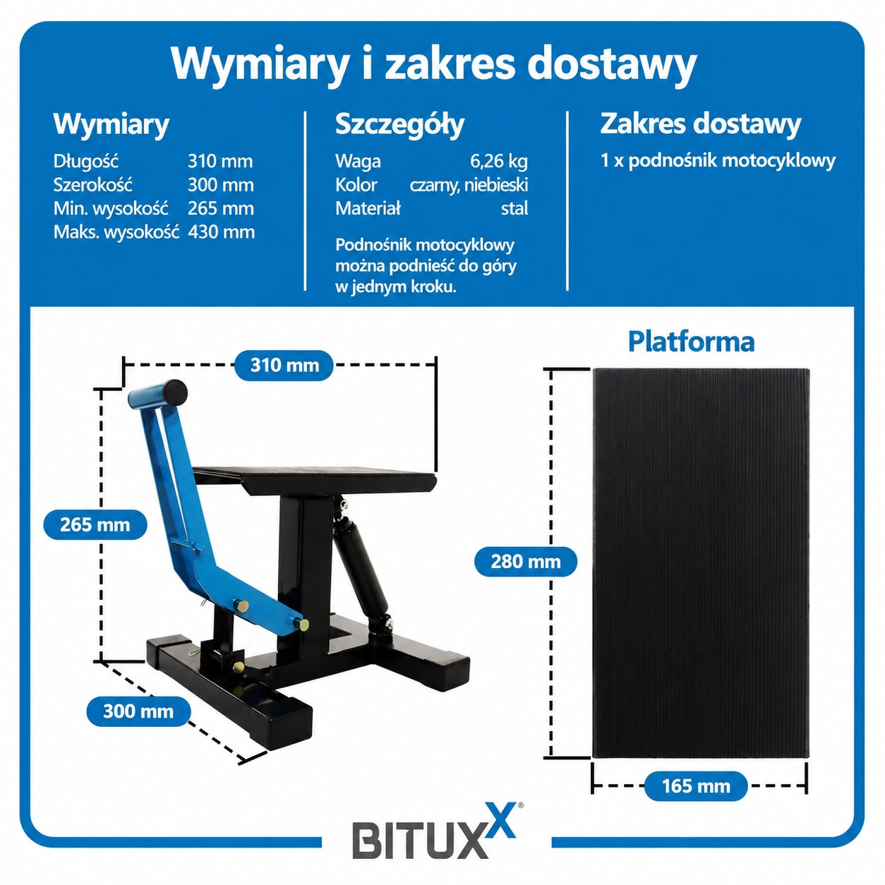 BITUXX TRANSPORT MOTORCYCLE Stand up to 150kg Universal Manufacturer code 19534