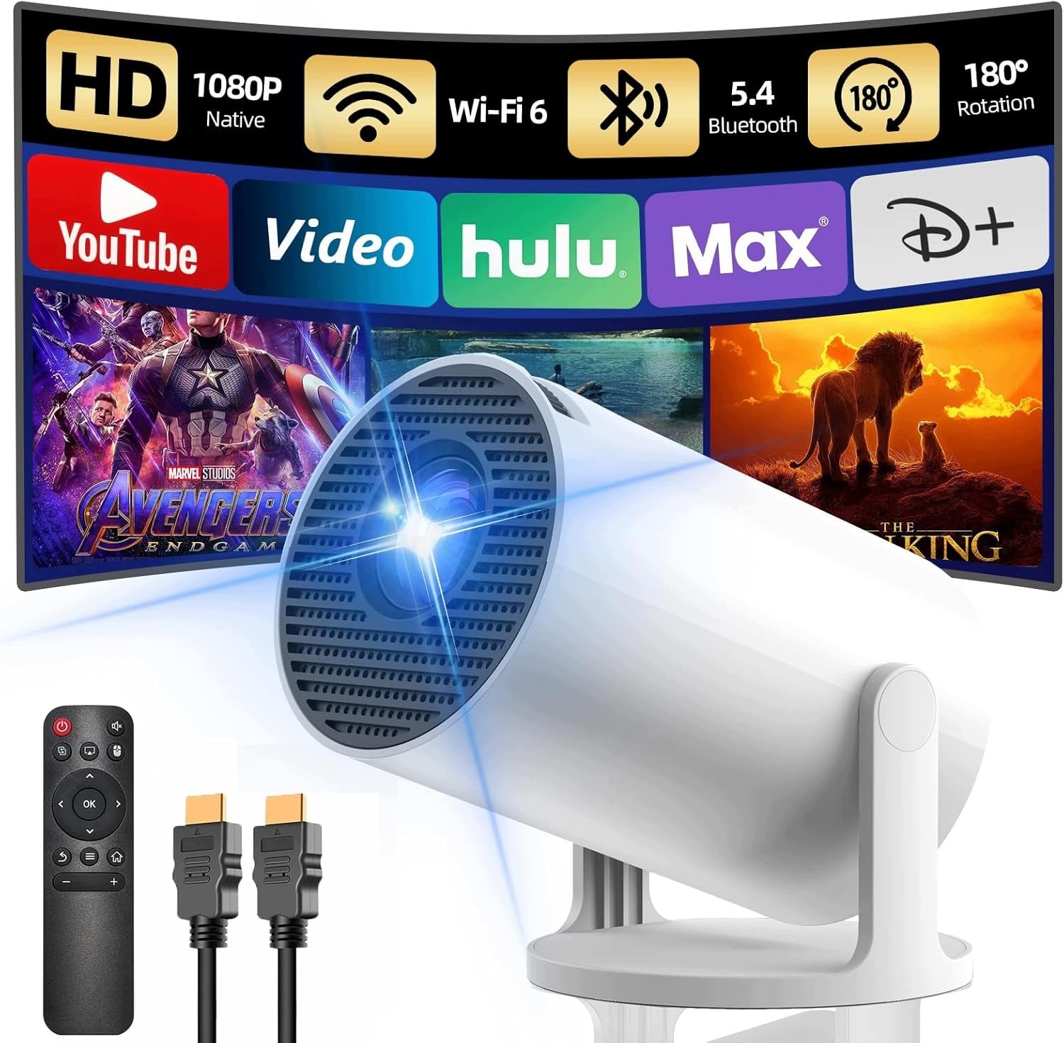 BJ654 Full HD Yoton Y6 12000 Lumens Bluetooth Projector Tripod
