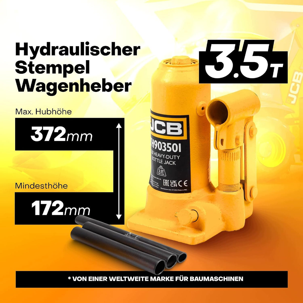 BJ686 Hydraulic Bollard Lift JCB 3.5T Bottle Maximum lifting height 372 mm