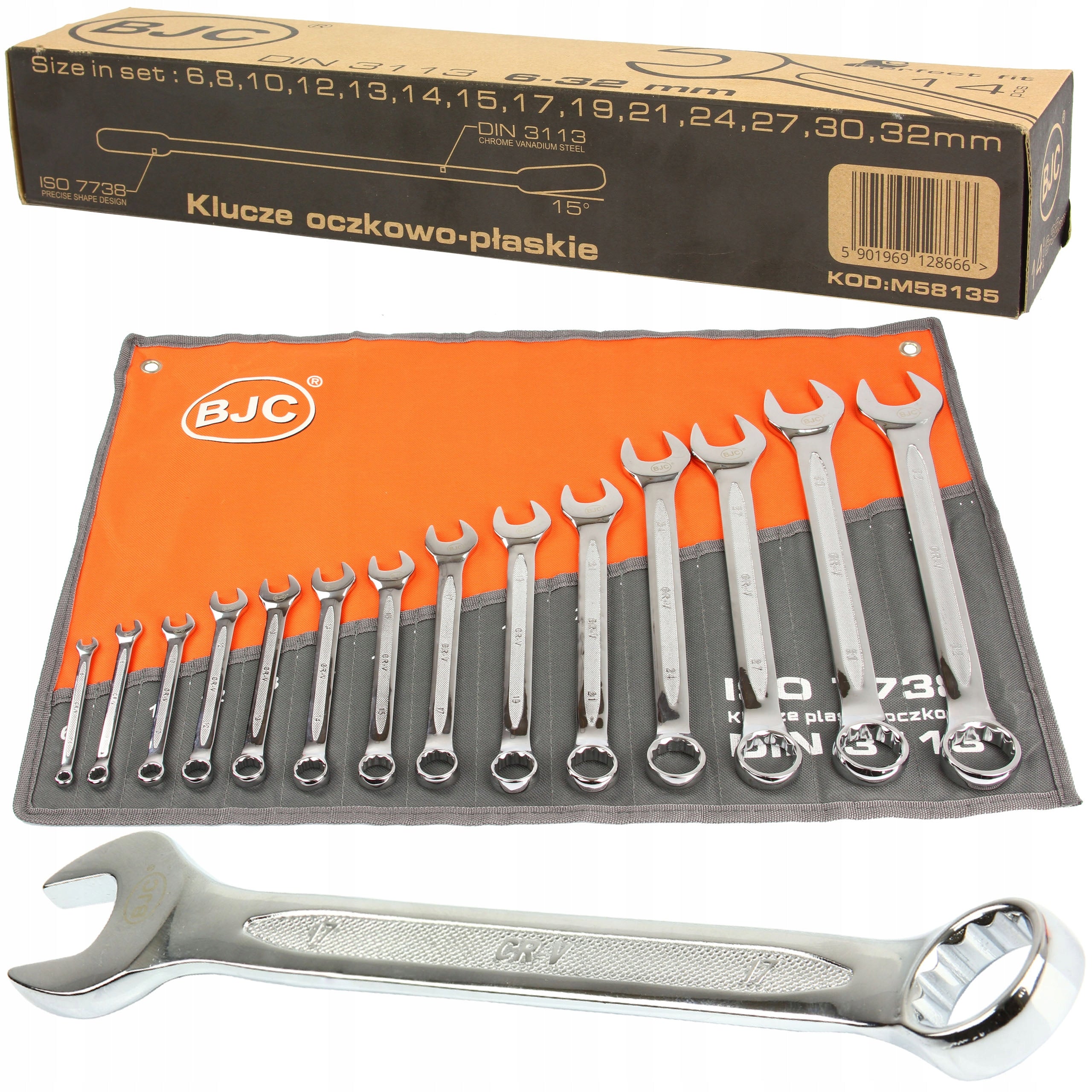 BJC 6-32 CrV open-end wrenches SET THICK