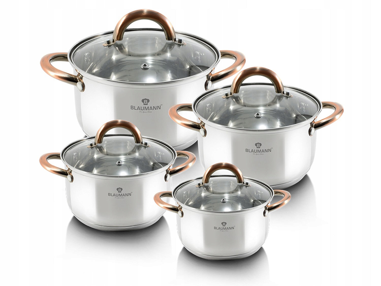 BL-3248 - Set of 8 pots Blaumann Stainless Steel Gourmet Line