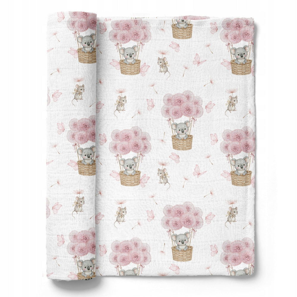 BL322 BAMBOO DIAPER 110X110 KOALAS/BLOWERS