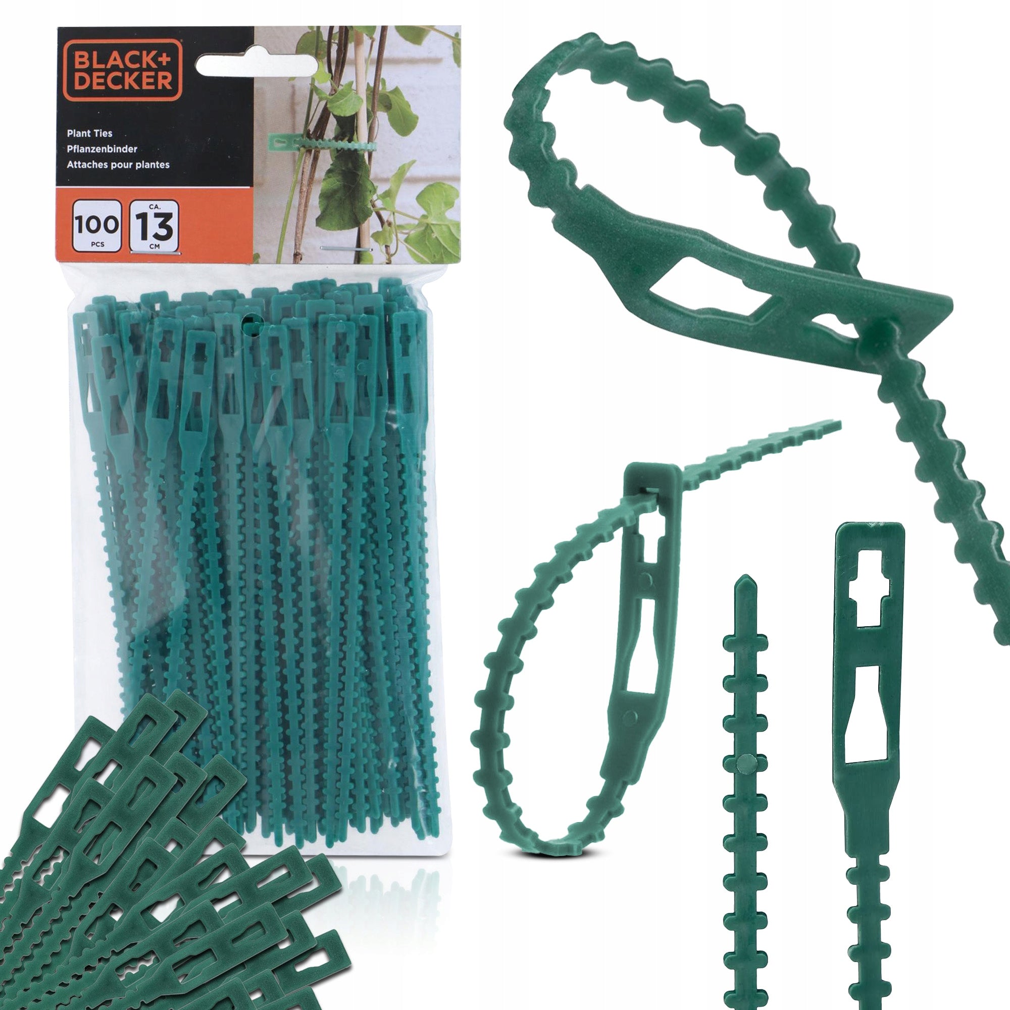BLACK DECKER 13CM CLAMPS FOR STEM SHOOT FLOWER PLANTS 100 PCS.