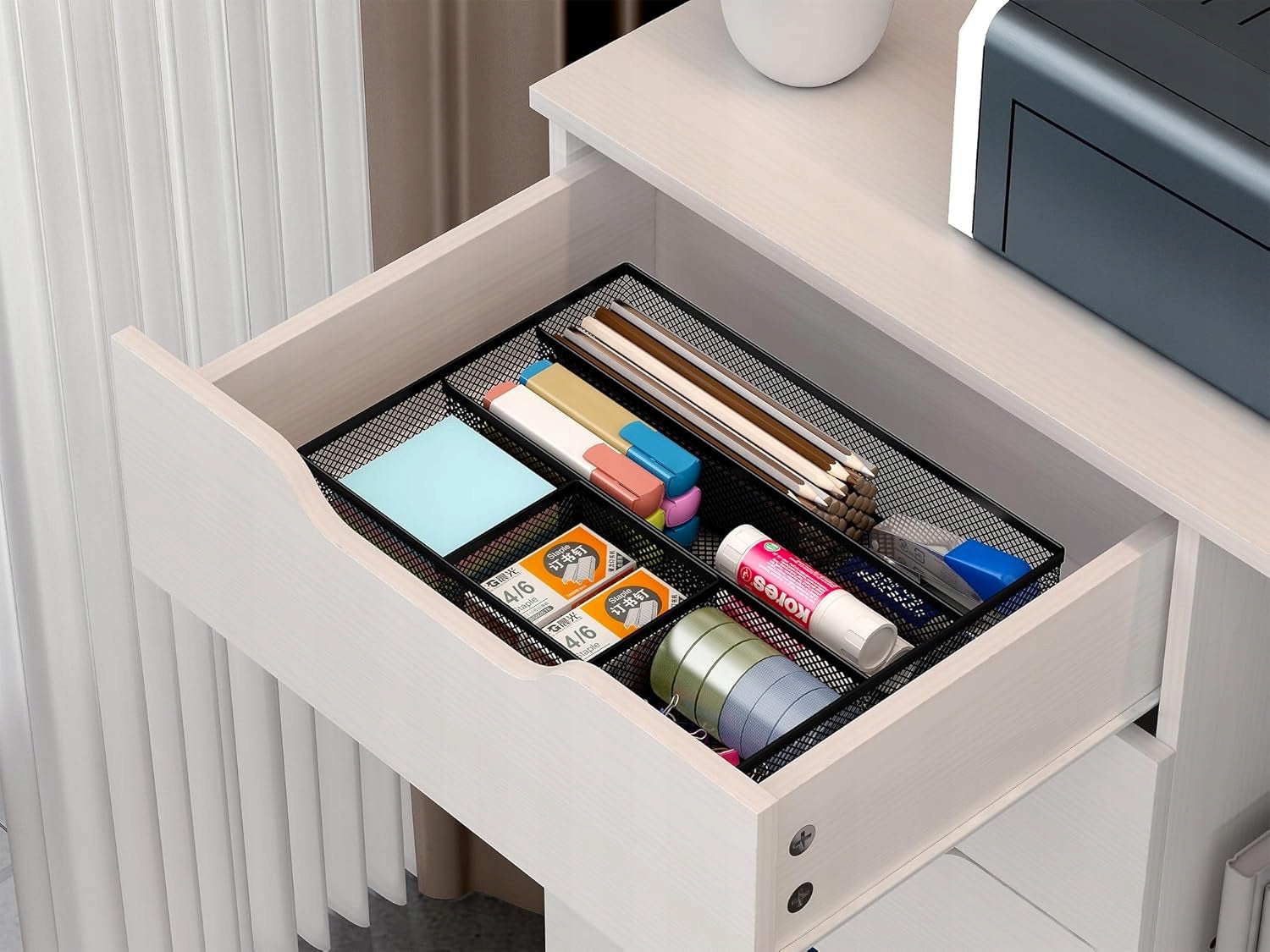 BLACK DRAWER DESK ORGANIZER WITH MESH 2 LONG BOXES Number of pieces 1 pcs