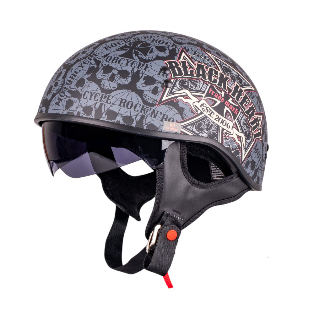 BLACK HELMET W-TEC BLACK HEART V535 CROSS SKULL MATT DOT r. L