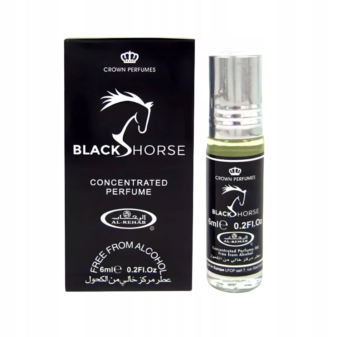 BLACK HORSE Perfumed Oil 6ml Al Rehab Fresh Herbal Fragrance For Him Packaging status original