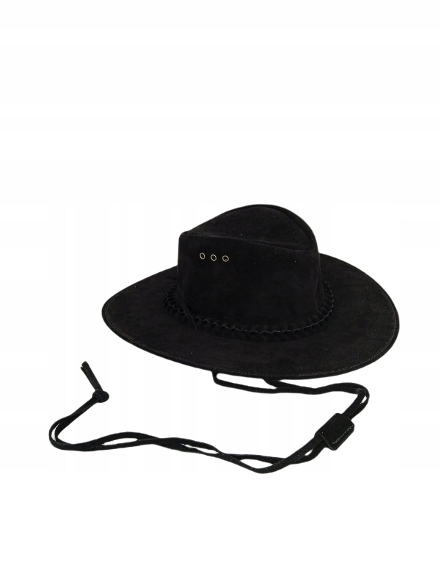 BLACK LEATHER HAT WITH THONGS - SIZE XXL Color black