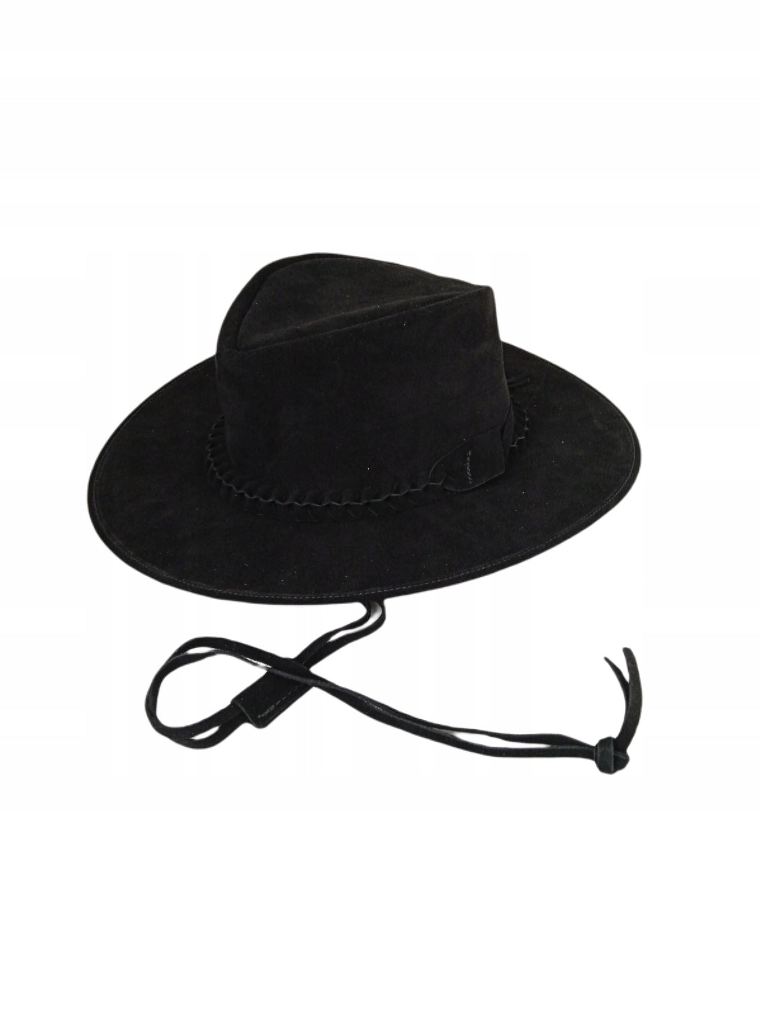 BLACK LEATHER HAT WITH THONGS - SIZE XXL