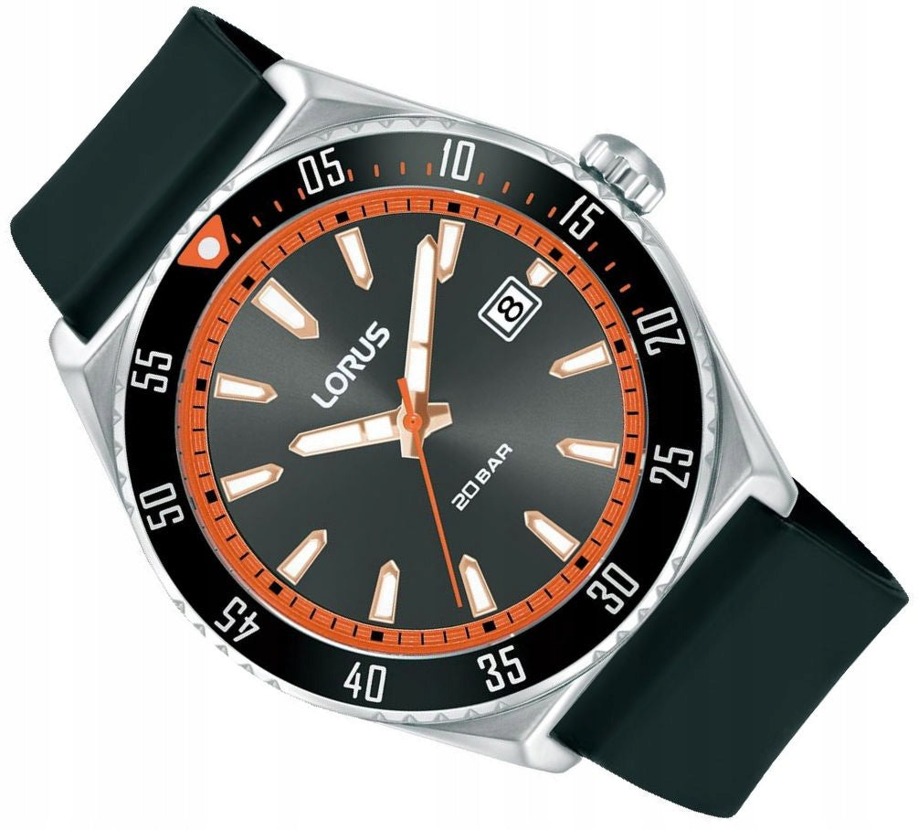 BLACK MEN'S WATERPROOF 200M SPORTS WATCH LORUS DIVER RS959DX9