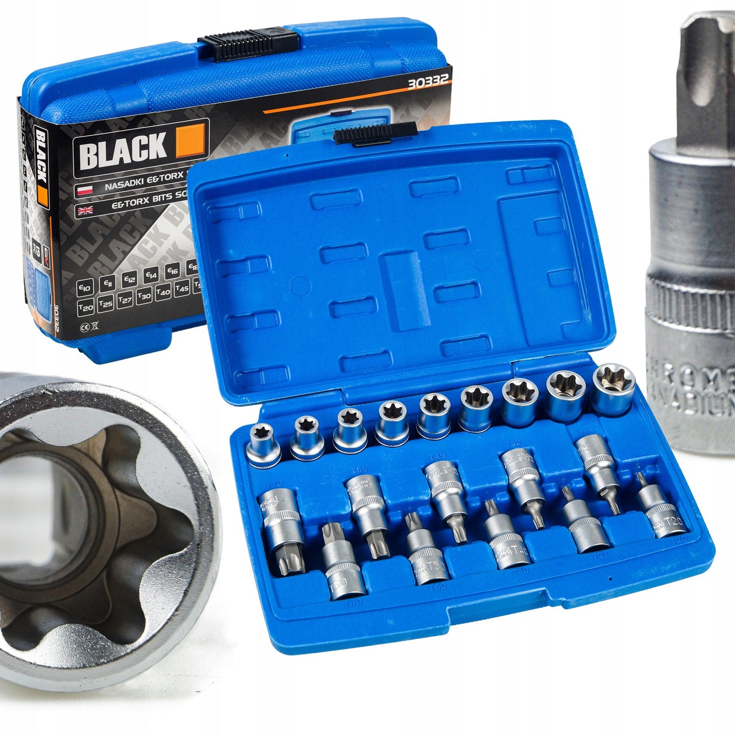 BLACK TORX SOCKET SET SOCKET WRENCHES IN BOX E-TORX 1/2 19EL