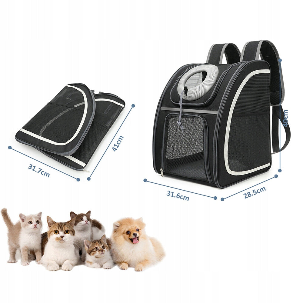 BLACK TRANSPORTER RABBIT CAT DOG BACKPACK FOLDING POCKETS UP TO 9KG Product depth 28.5 cm