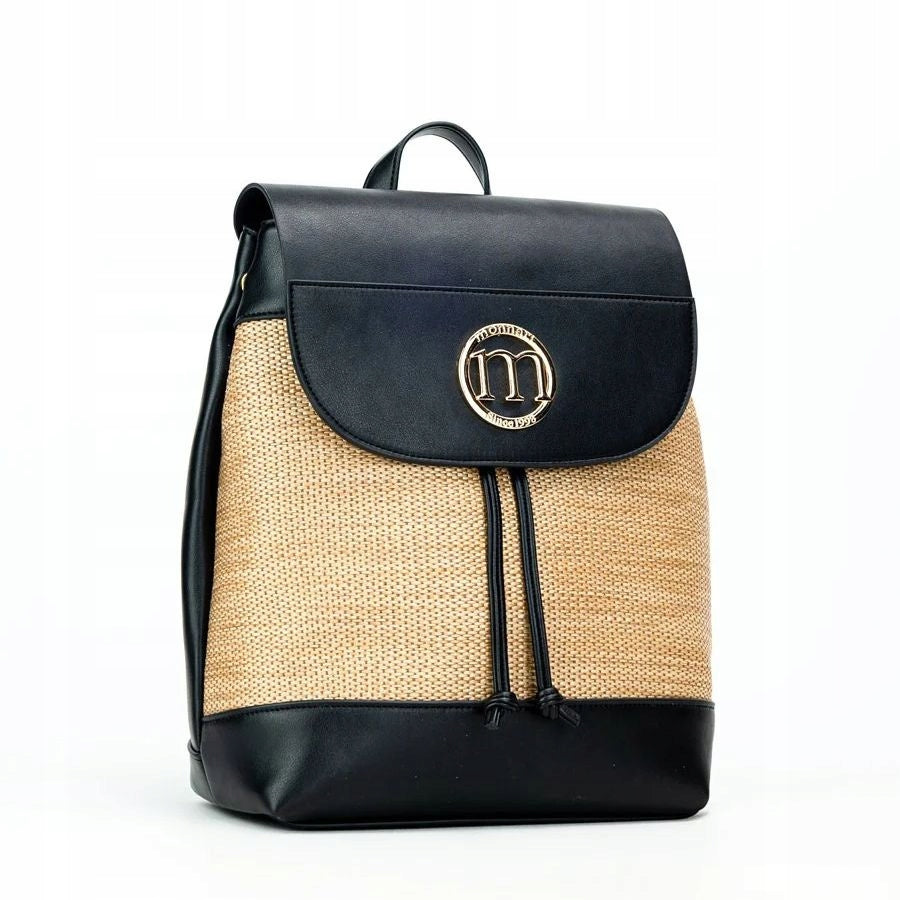 BLACK UNUSUAL WOMEN'S BACKPACK MONNARI MAGNET FLAP DECORATIVE FRONT Brand Monnari