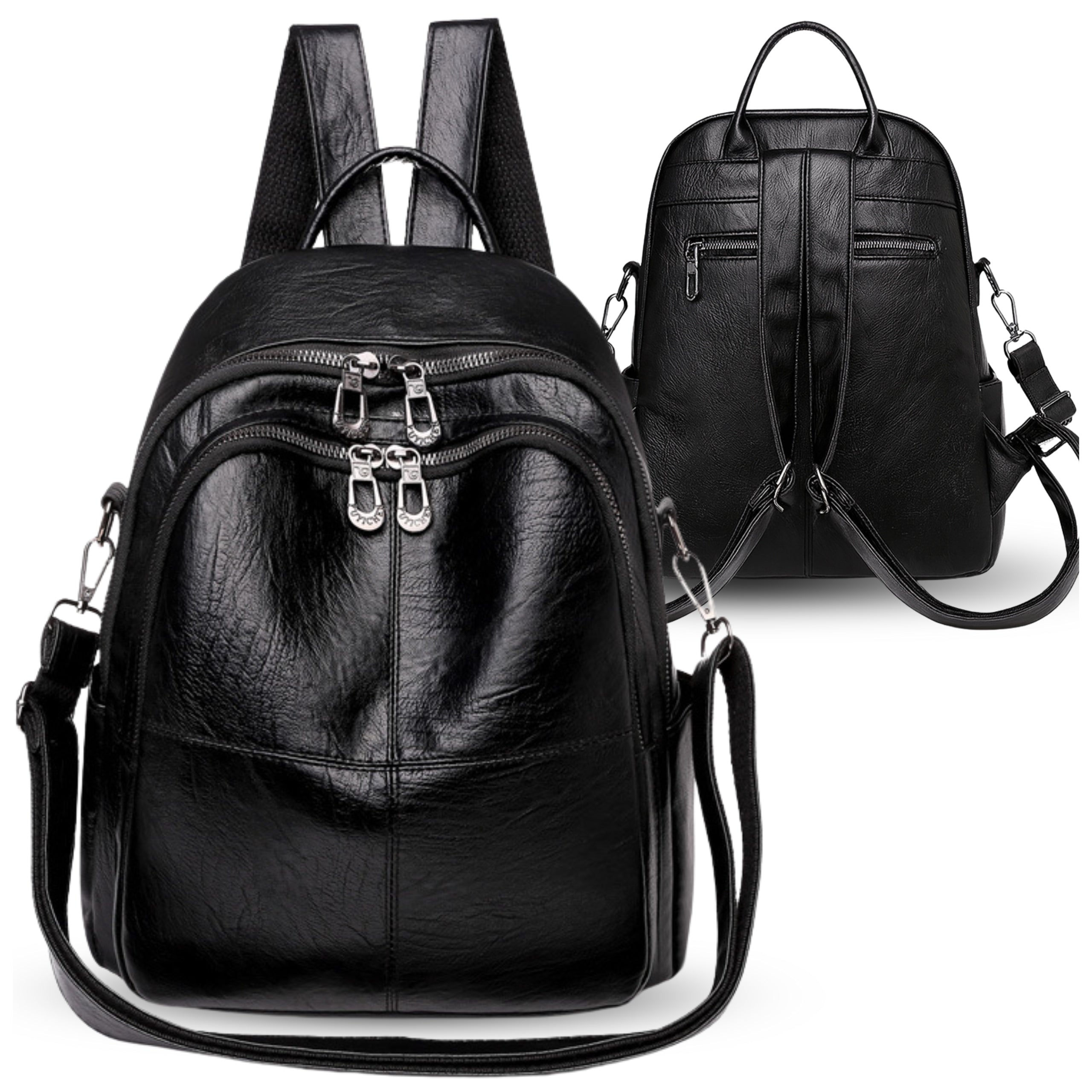 BLACK WOMEN'S CITY BACKPACK SPACIOUS SCHOOL 2in1 Shoulder Strap Bag