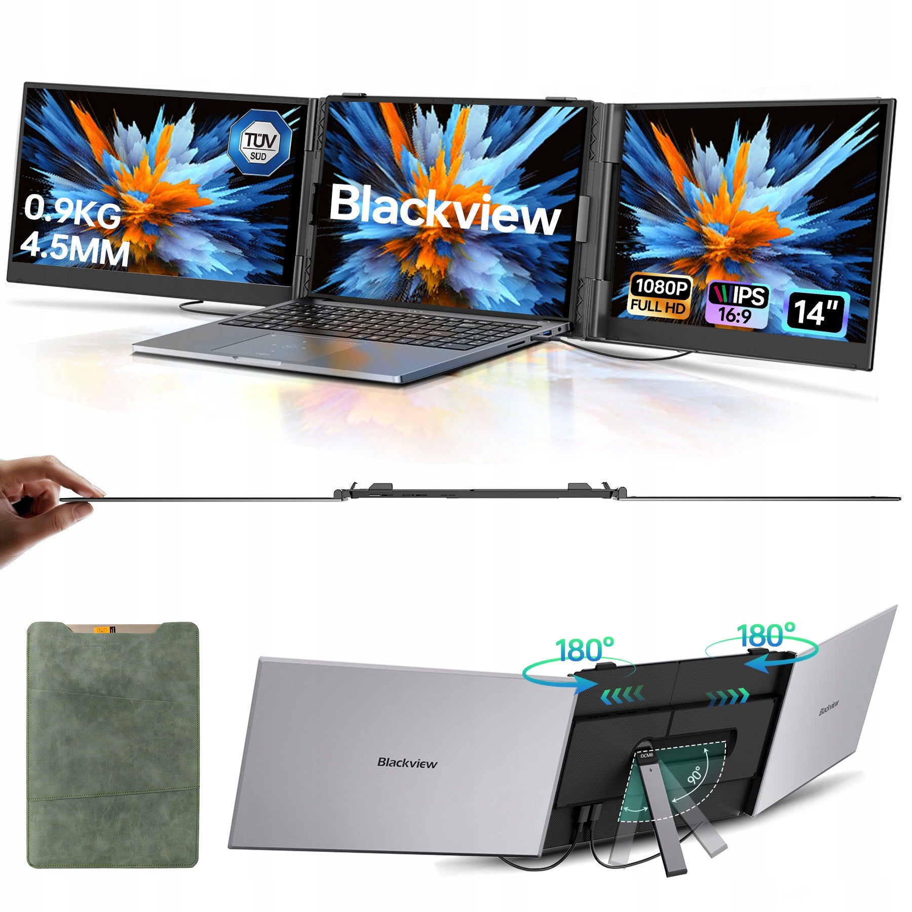 BLACKVIEW DCM6 Monitor,14" 1920x1080px IPS,Przenośny Wyświetlacz LCD,4,5mm