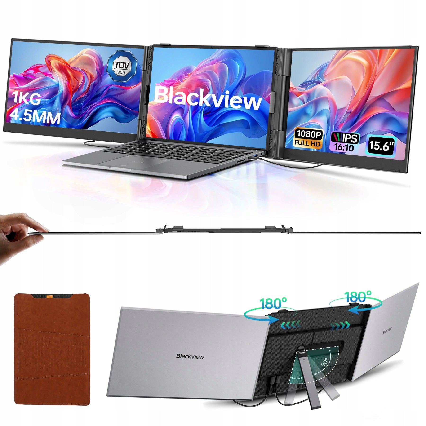 BLACKVIEW DCM8 Monitor,15.3"1920x1200px IPS,Przenośny Wyświetlacz LCD,4,5mm