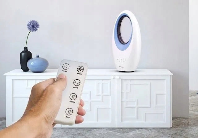 BLADELESS FLOOR FAN OSCILLATION TIMER REMOTE CONTROL LED LIGHTING Functions oscillation timer