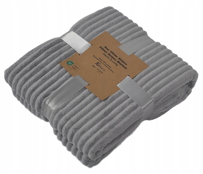 BLANKET 150x200 GREY SOFT WARM FOR COUCH PLAID BEDSPREAD FOR GIFT Manufacturer code AGTRADE VILINOR STRIPE 150X200 SZARY