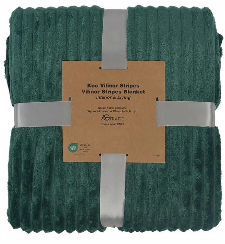 BLANKET 200x220 DARK GREEN SOFT WARM FOR COUCH PLAID BEDSPREAD FOR GIFT Packaging status original