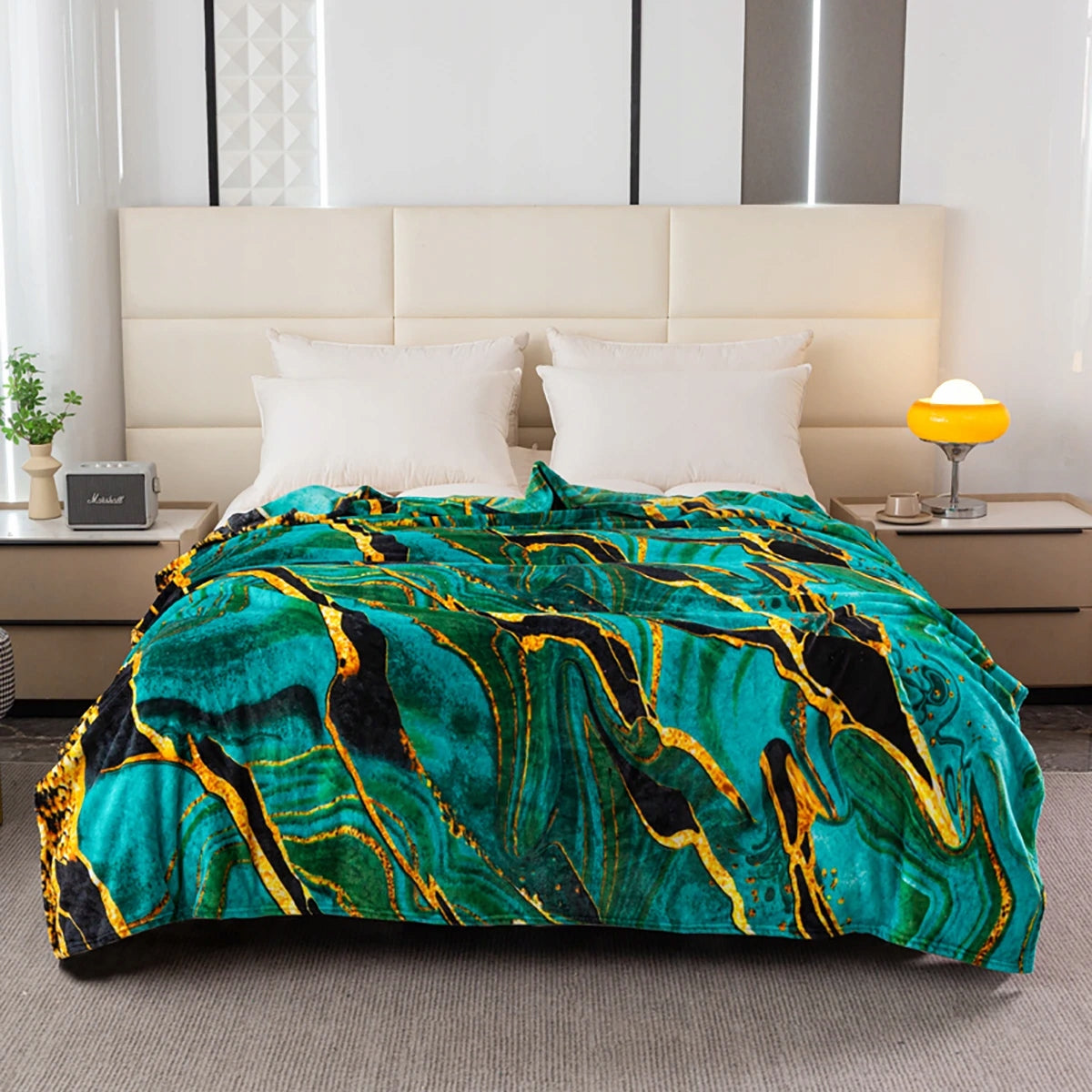 BLANKET 200x220 MICROFIBER BEDSPREAD PLAID FLEECE SOFT PLUSH Brand J&W