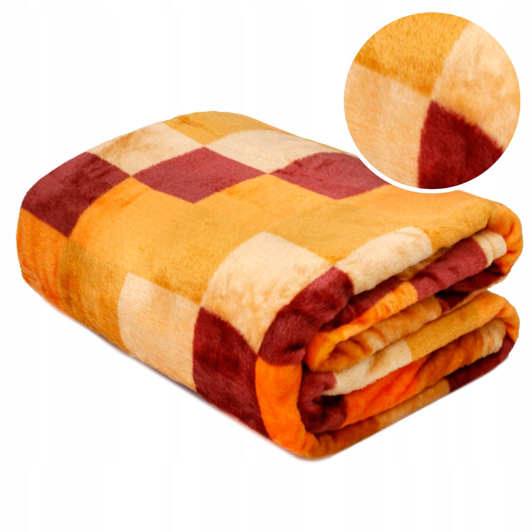 BLANKET BEDSPREAD SOFA PICNIC 150x200 ORANGE GRILLE