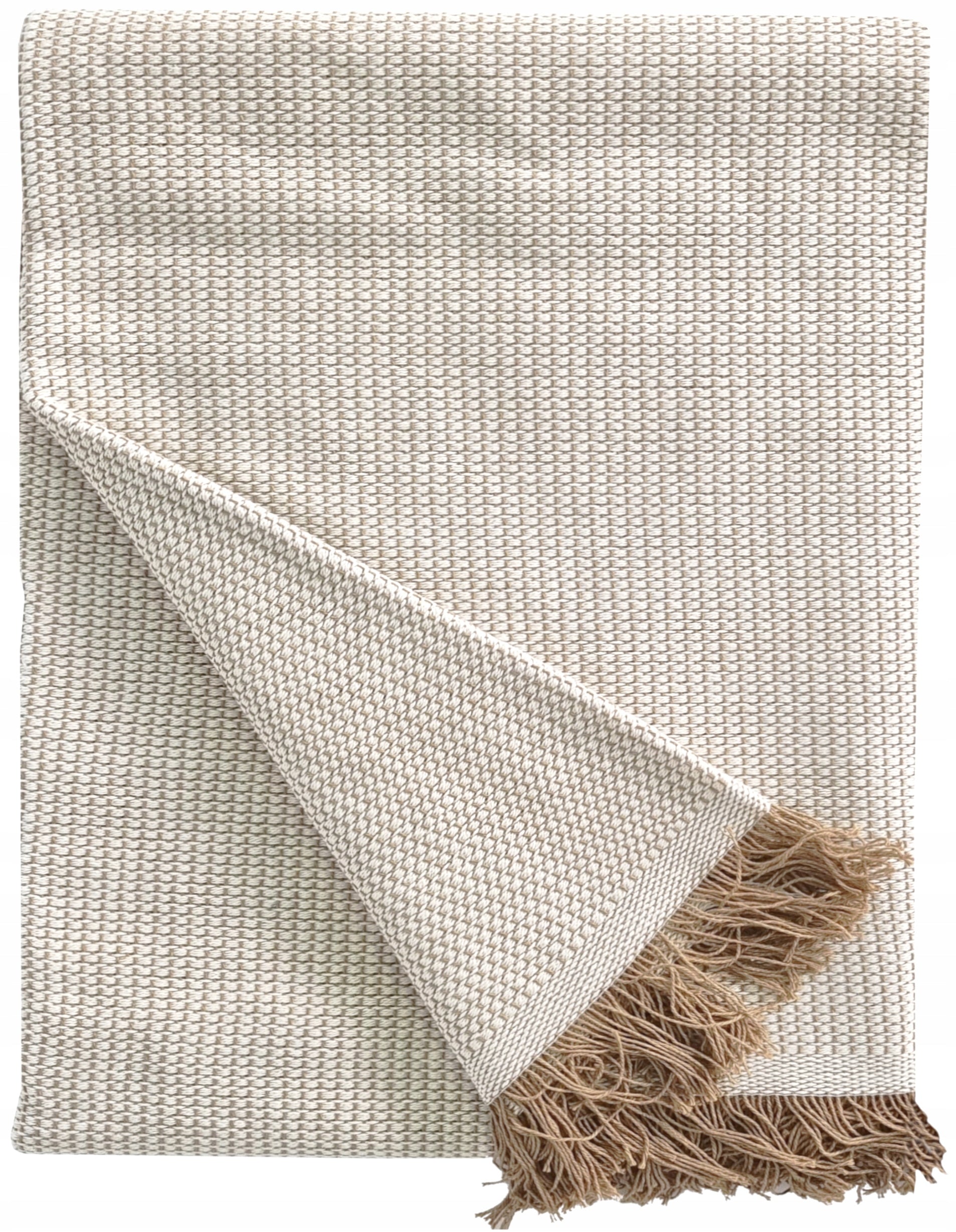 BLANKET, CREAM, BEIGE, LARGE, XXL, 260X300, CUBED, NATURAL SPANISH COTTON