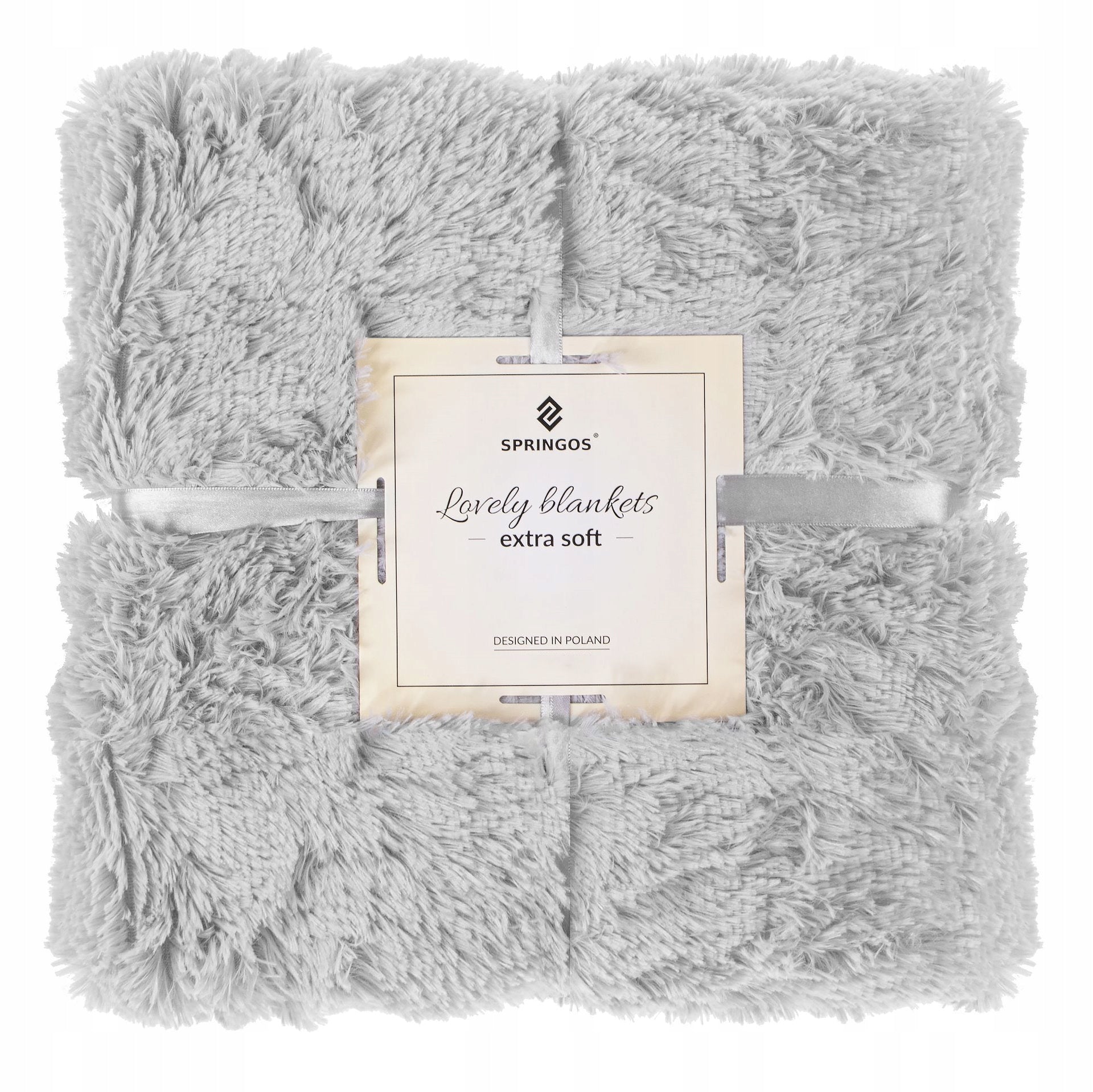 BLANKET HAIRY BEDSPREAD PLAID SOFT THICK WARM 200x220 cm GREY Packaging status original