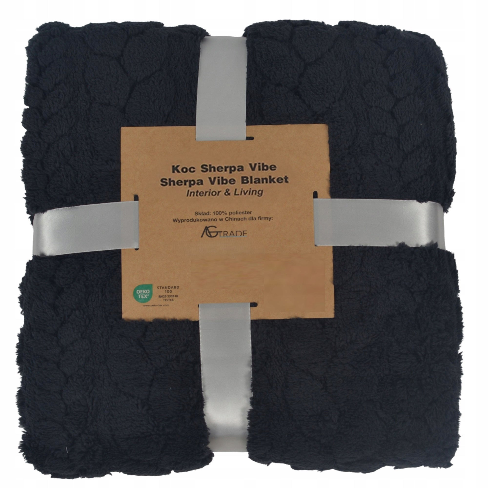 BLANKET PLAID BEDSPREAD WARM SOFT FOR GIFT FLUFFY 150x200 BLACK Manufacturer code AGTRADE SHERPA VIBE 150X200 CZARNY