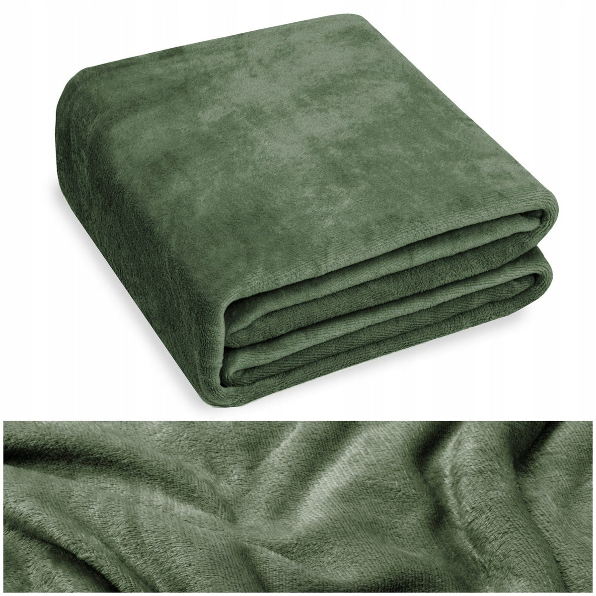 BLANKET bedspread 160x200 MICROFIBER uniform soft plaid Juana GREEN