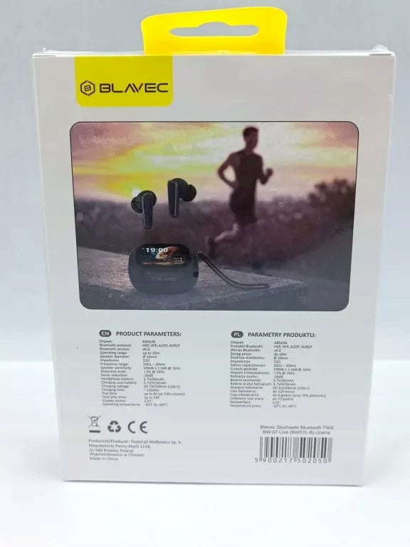 BLAVEC BLUETOOTH HEADPHONES TWS BW-07 LIVE WITH LCD DISPLAY BLACK Model BW-07