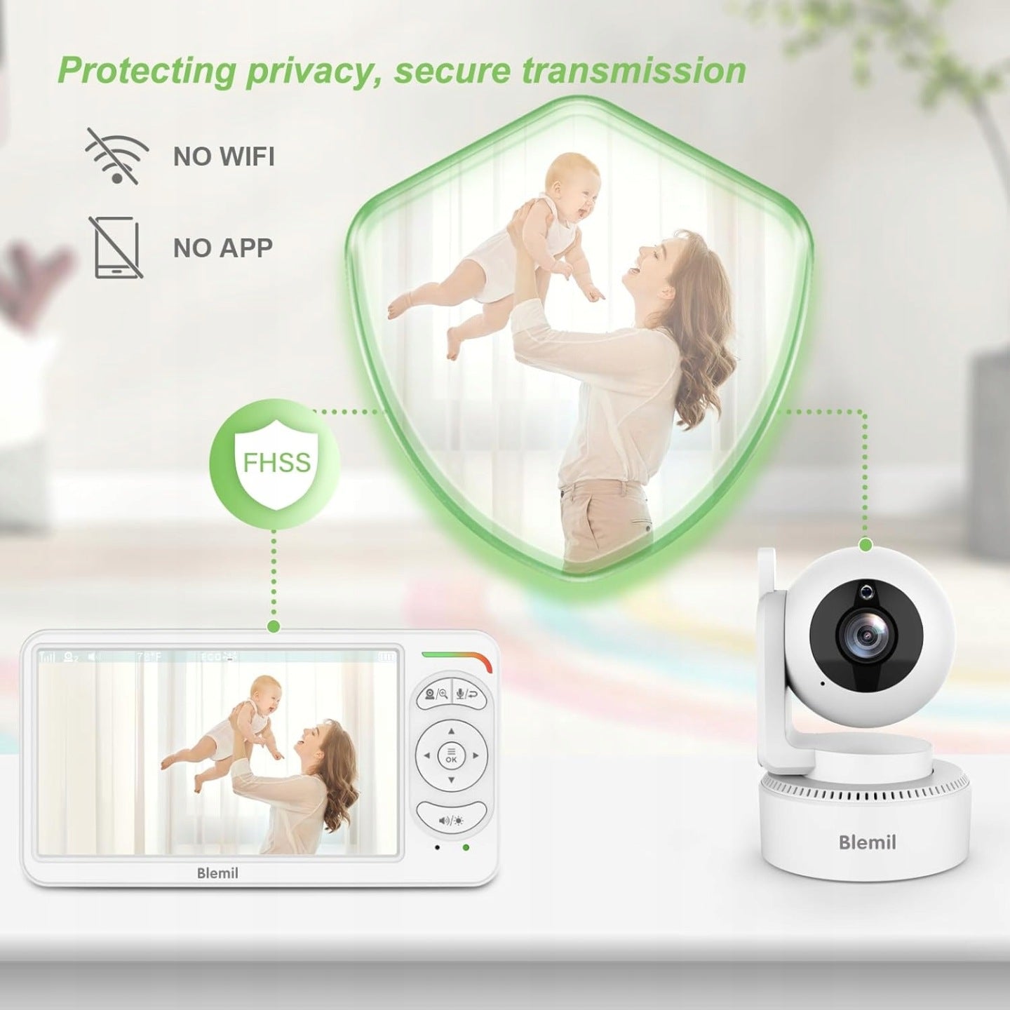 BLEMIL Baby Monitor Audio Camera 6'' Screen 30h ECO Battery Brand no brand