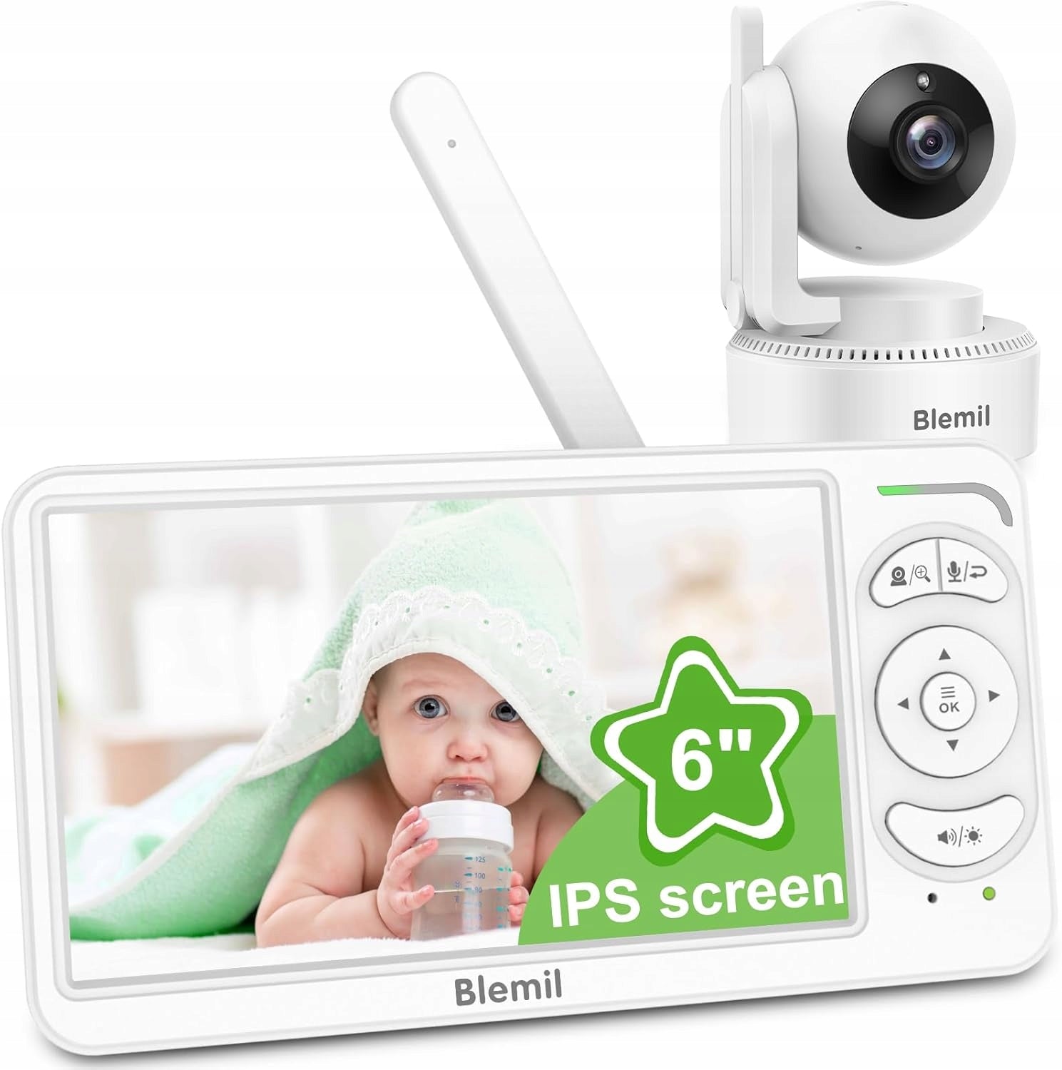 BLEMIL Baby Monitor Audio Camera 6'' Screen 30h ECO Battery
