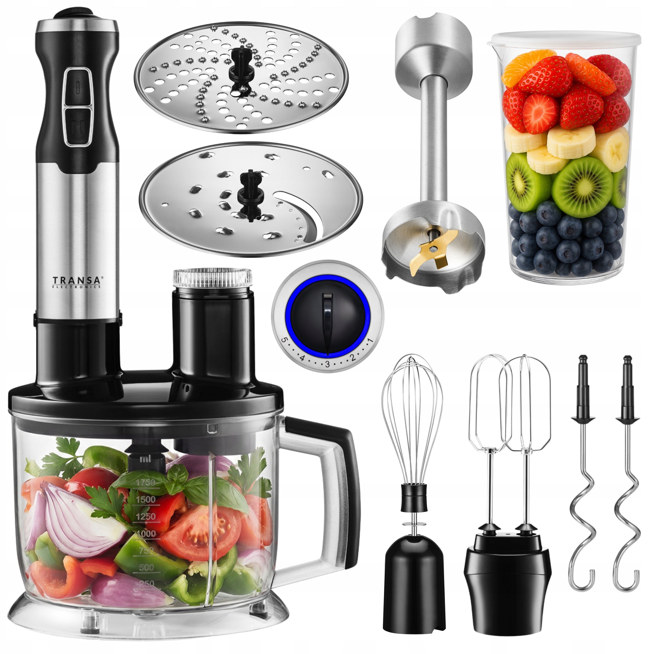 BLENDER HANDHELD MULTIFUNCTIONAL MIXER MALAXER SET 6in1 HIGH POWER 1800W