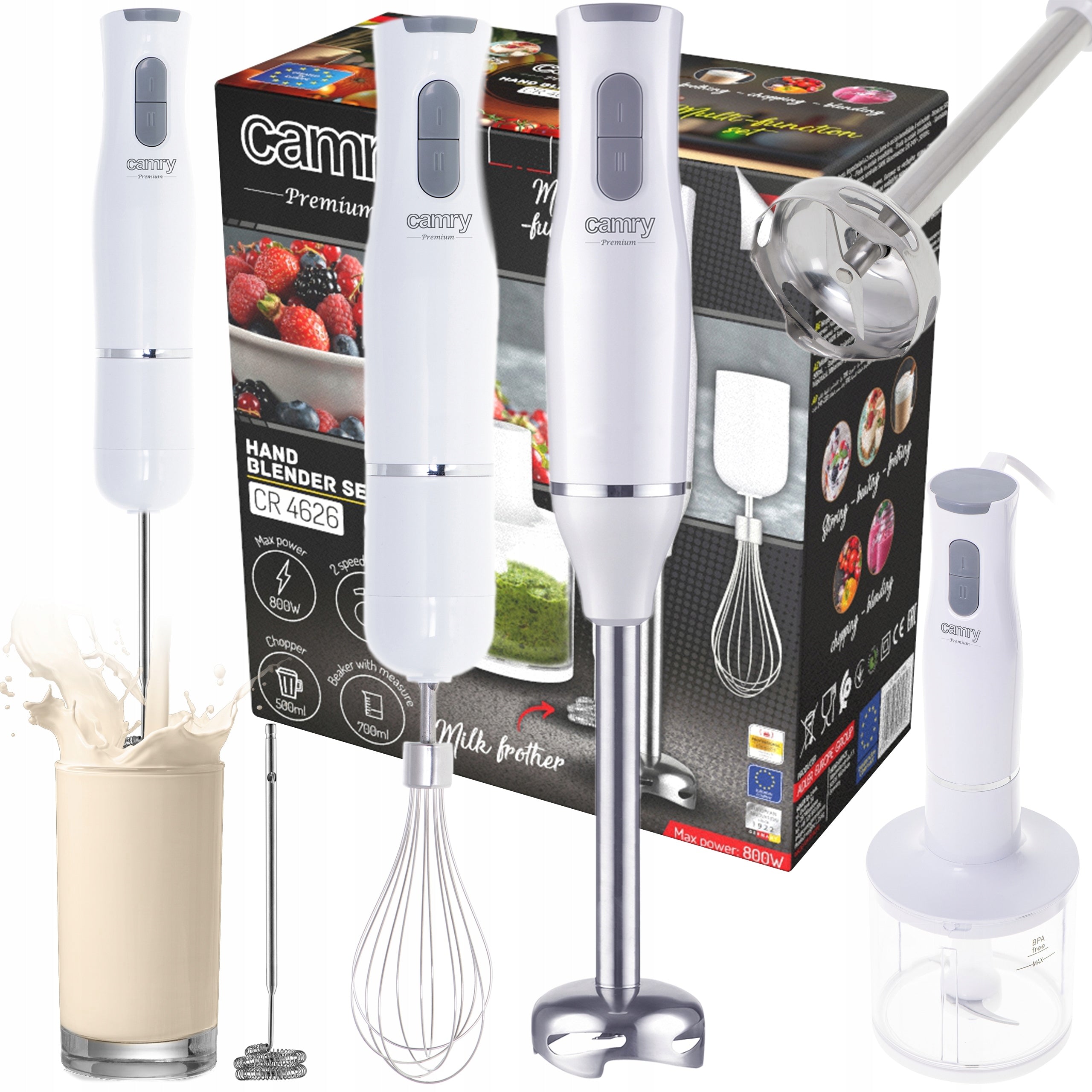 BLENDER HANDHELD MULTIFUNCTIONAL MIXER SHREDDER FOAMER SET 5in1 800W Packaging status original