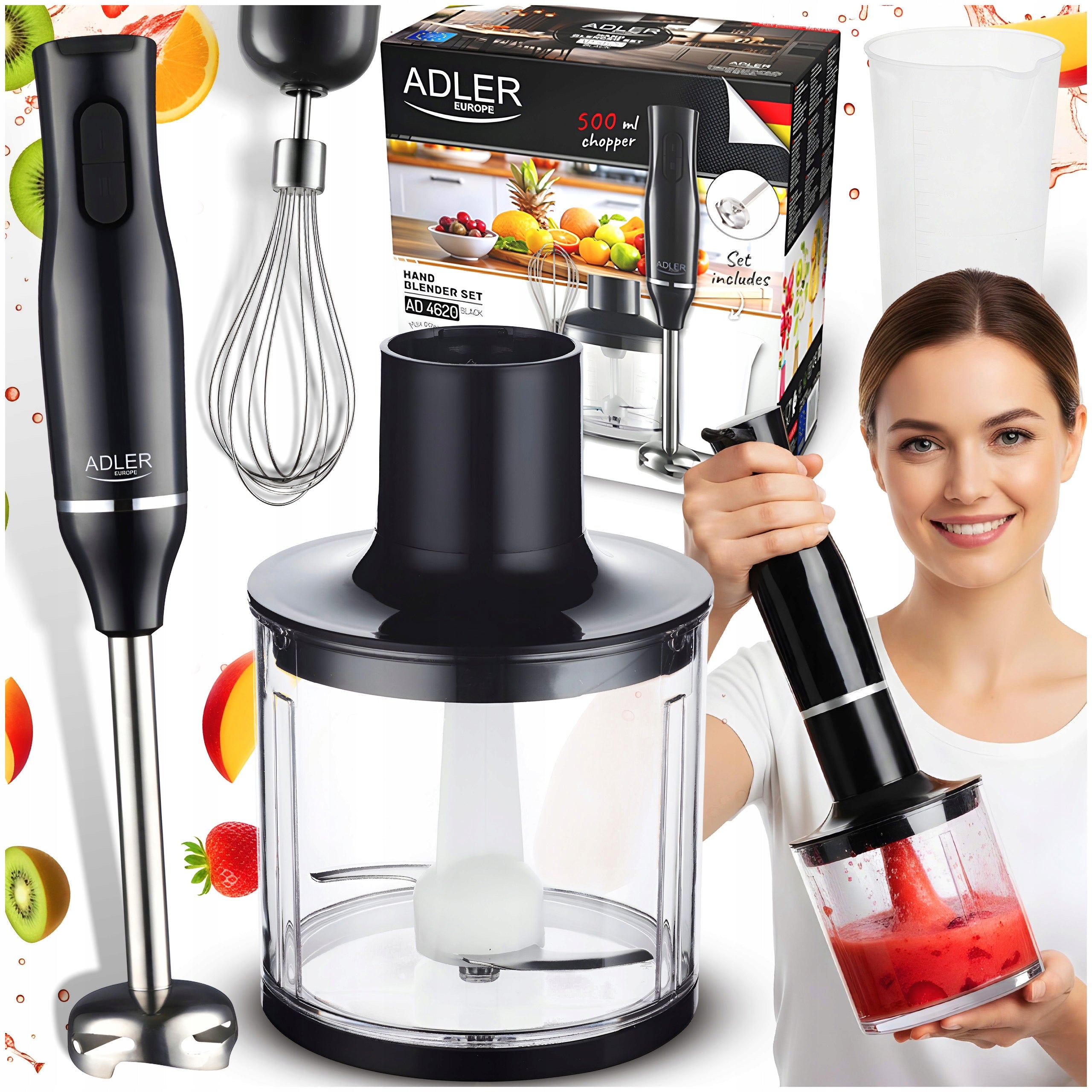 BLENDER HANDHELD MULTIFUNCTIONAL MIXER SHREDDER STRONG BLACK 800W 4in1 Packaging status original