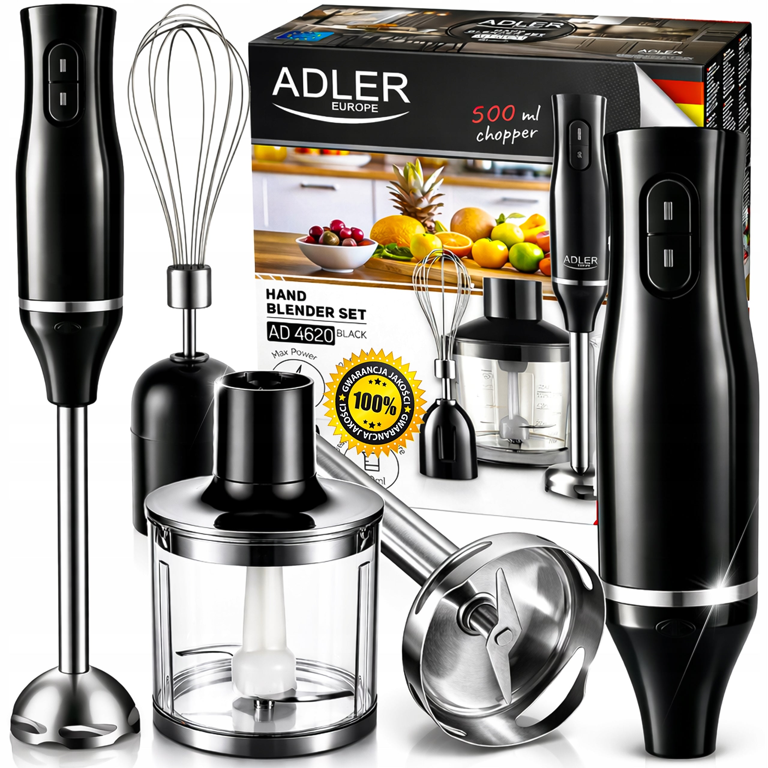 BLENDER HANDHELD MULTIFUNCTIONAL MIXER SHREDDER STRONG BLACK 800W 4in1