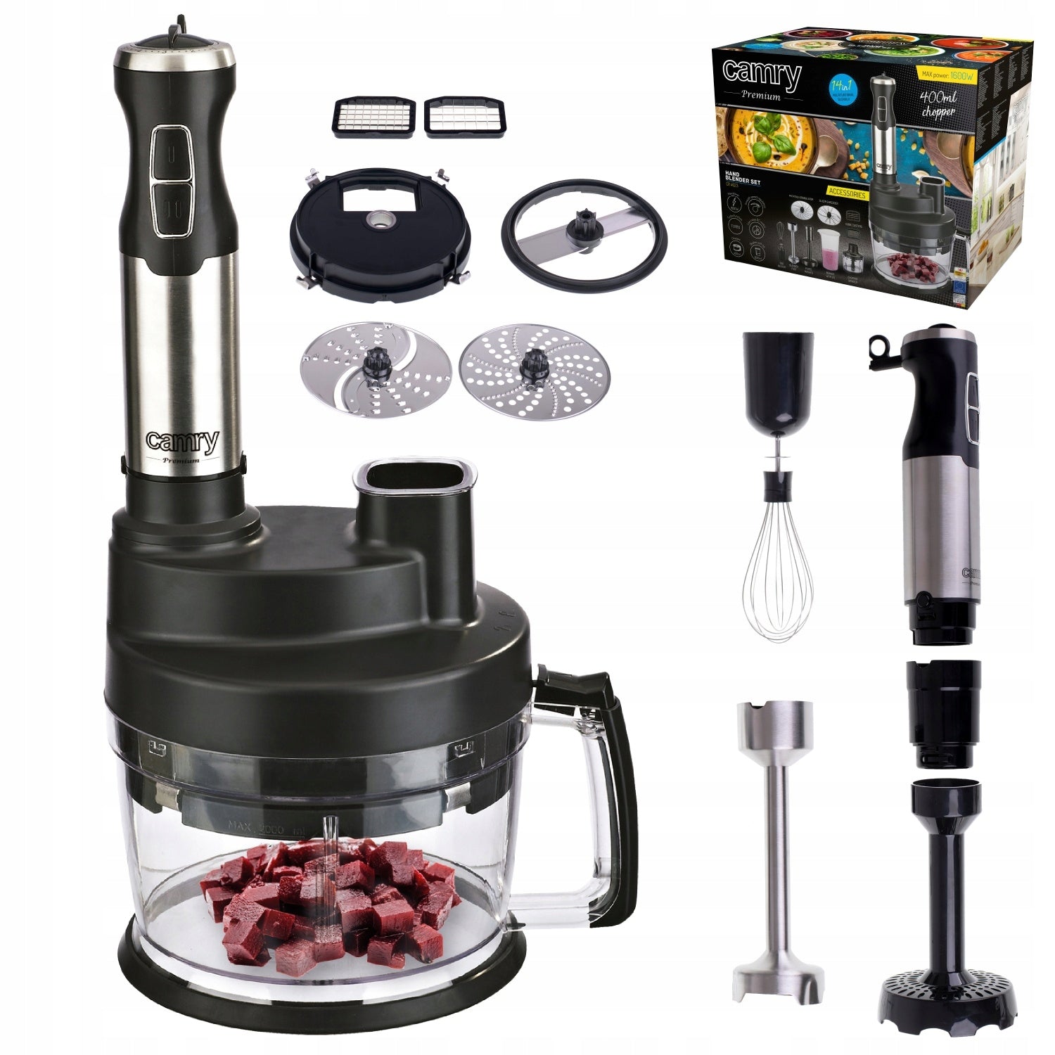 BLENDER MANUAL MULTIFUNCTIONAL ROBOT TURBO SET 1600W SHREDDER 14in1