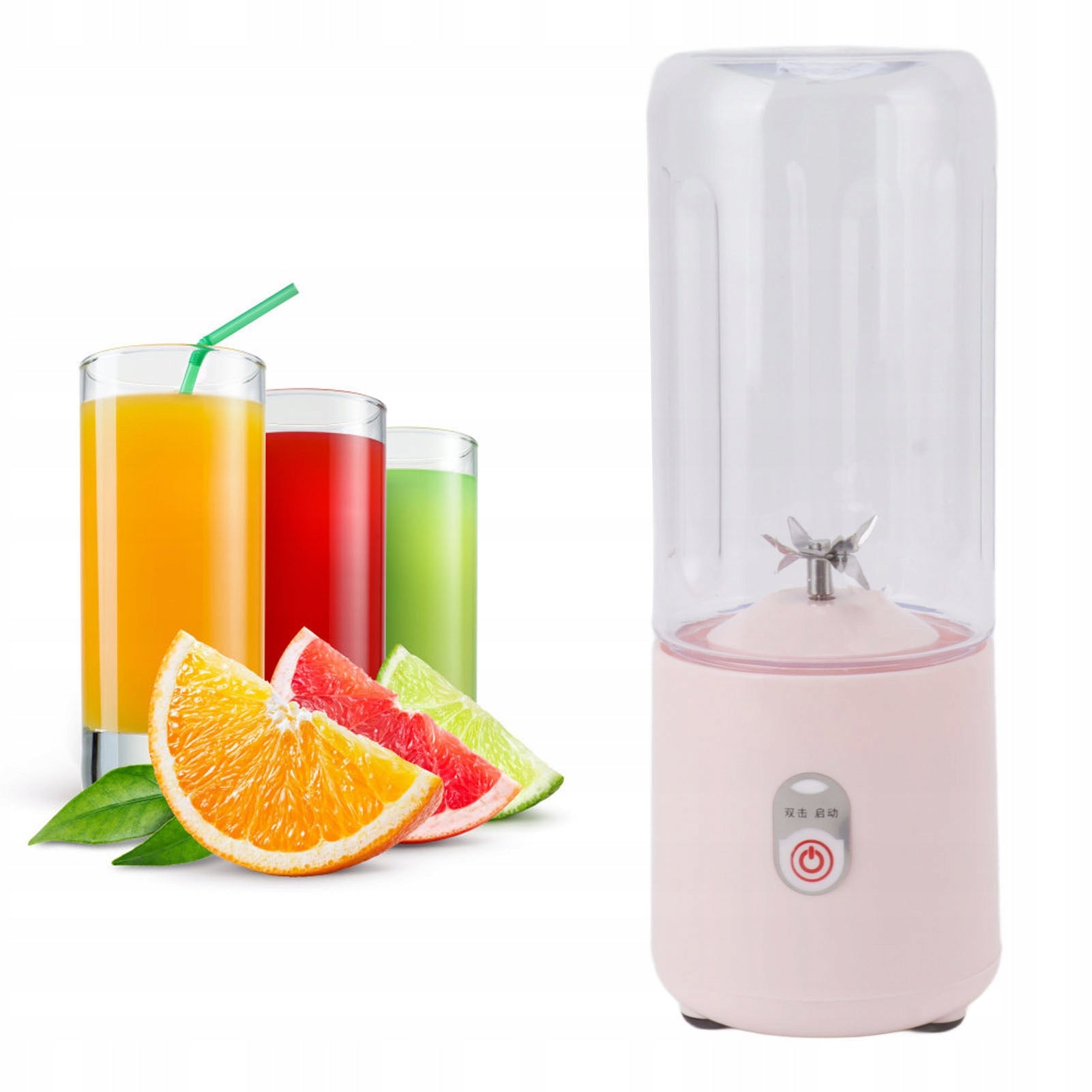 BLENDER PORTABLE WIRELESS TOURIST GLASS CUP 500ML 35W PINK