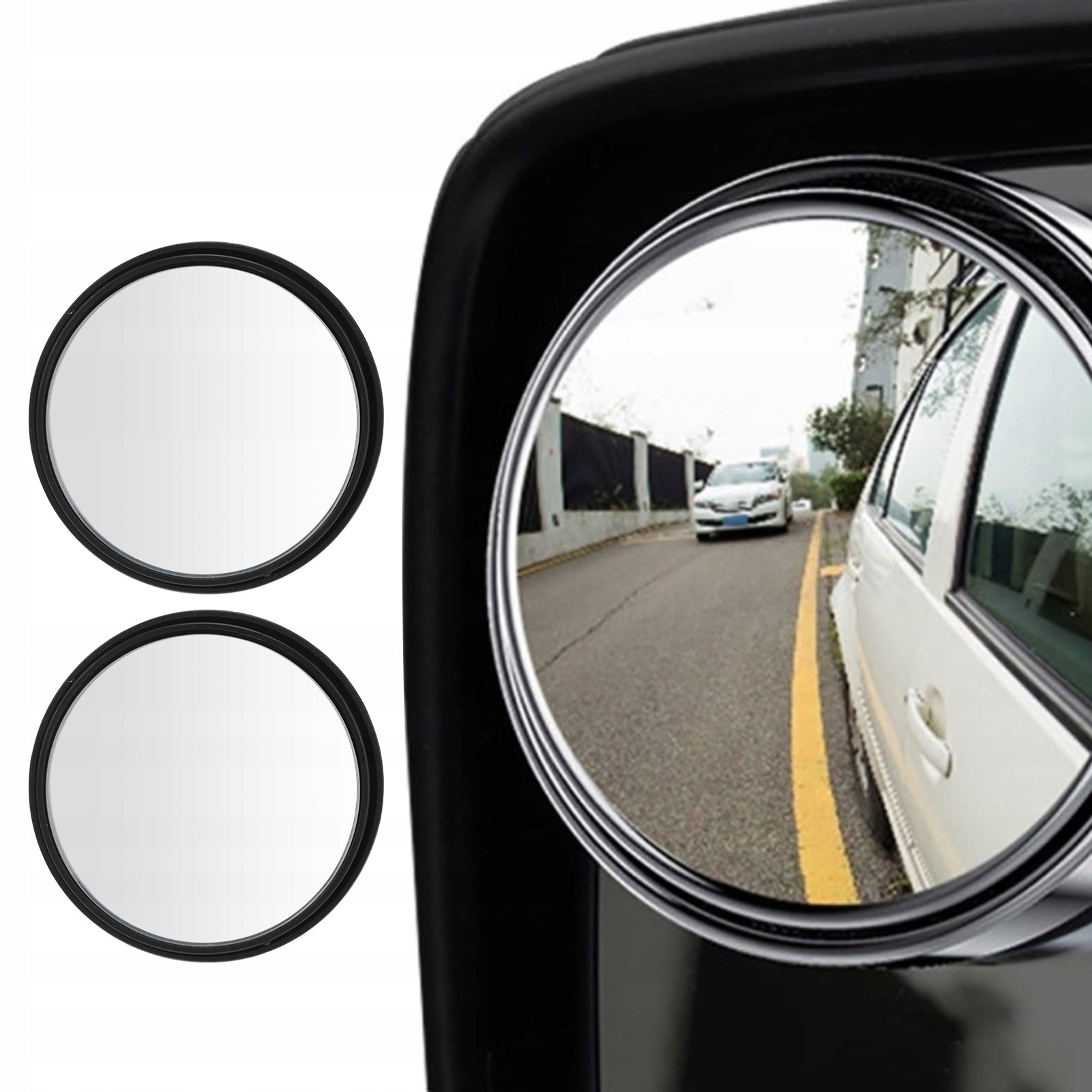 BLIND SPOT REARVIEW MIRROR AUXILIARY 360 DEGREE ADJUSTABLE ROTATION 2PCS