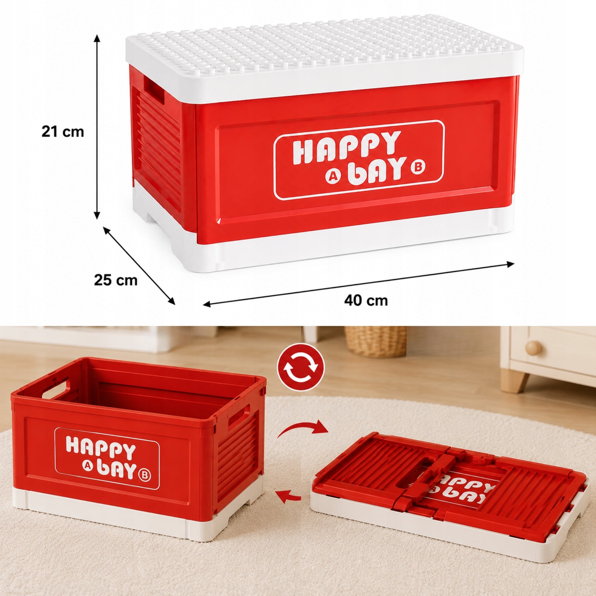 BLOCK CONTAINER TOY ORGANIZER FOLDING ON WHEELS TOP LEGO DUPLO Manufacturer code PUDEŁKO BOX SOLIDNY SKŁADANY
