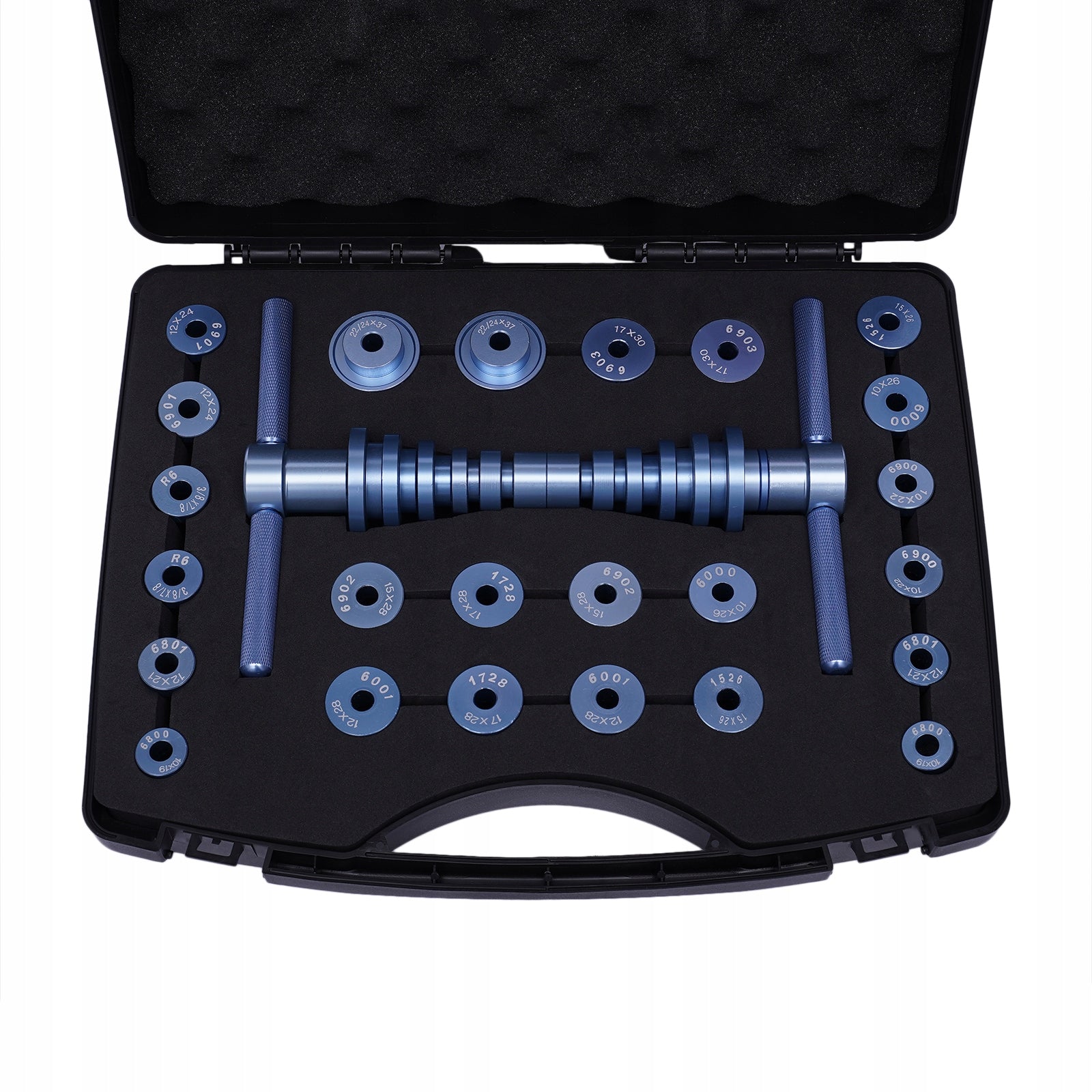 BLUE BICYCLE HUB BEARING PRESS RUDDER SUPPORT SET IN CASE