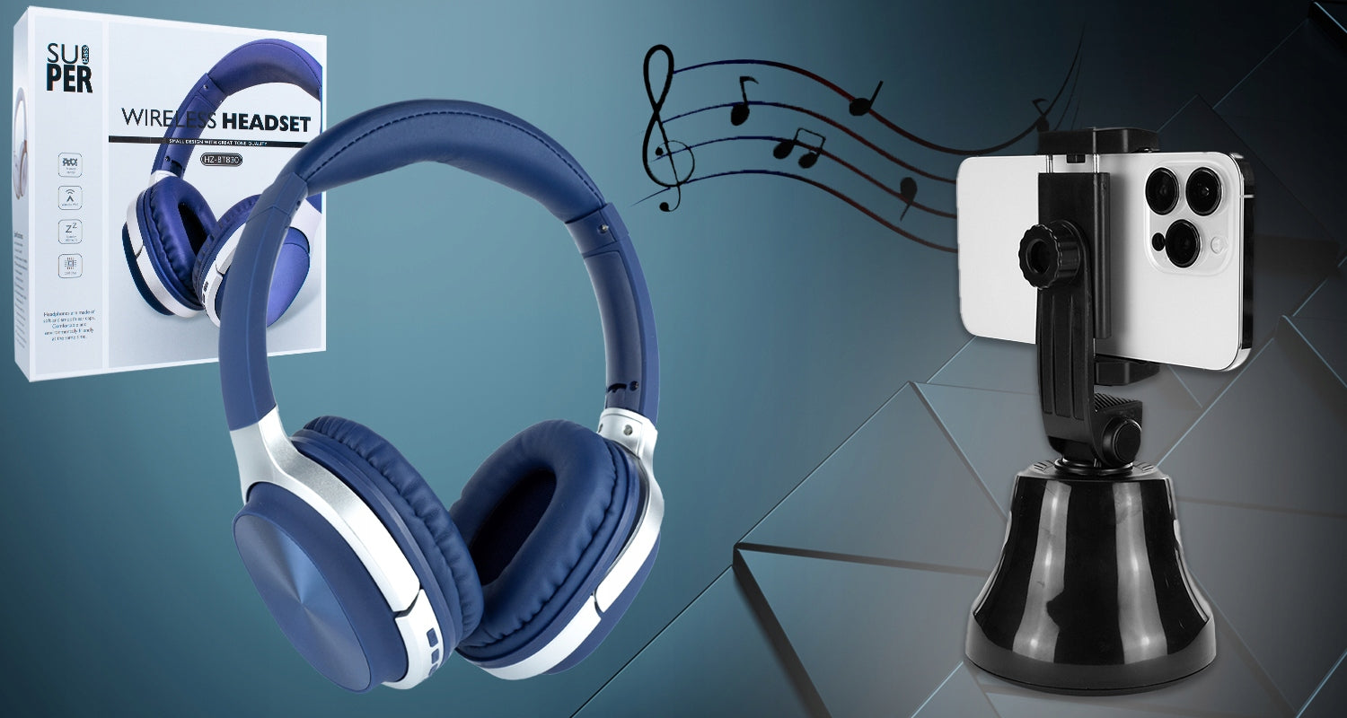 BLUE BLUETOOTH HEADPHONES WIRELESS COMFORTABLE ON-EAR WITH MICROPHONE Packaging status original