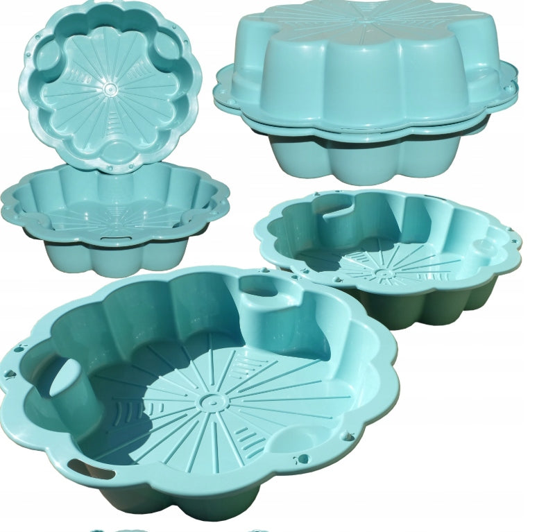BLUE LARGE DAISY SHAPED SANDBOX CLOSED 2 PIECES 214 CM
