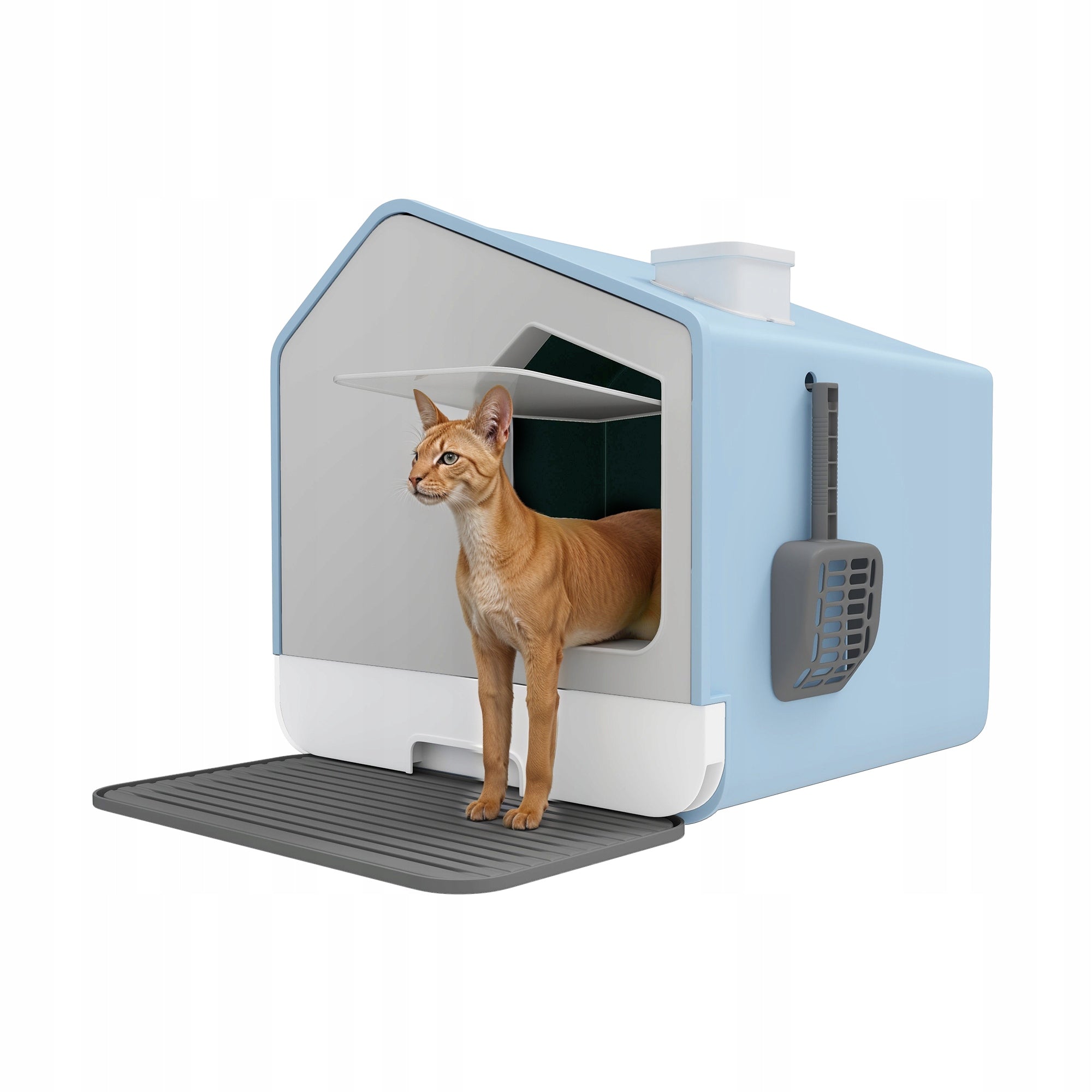 BLUE Large cat litter box closed Spatula+PP+AS XXL Manufacturer code FTPLRP-3004-E-AL