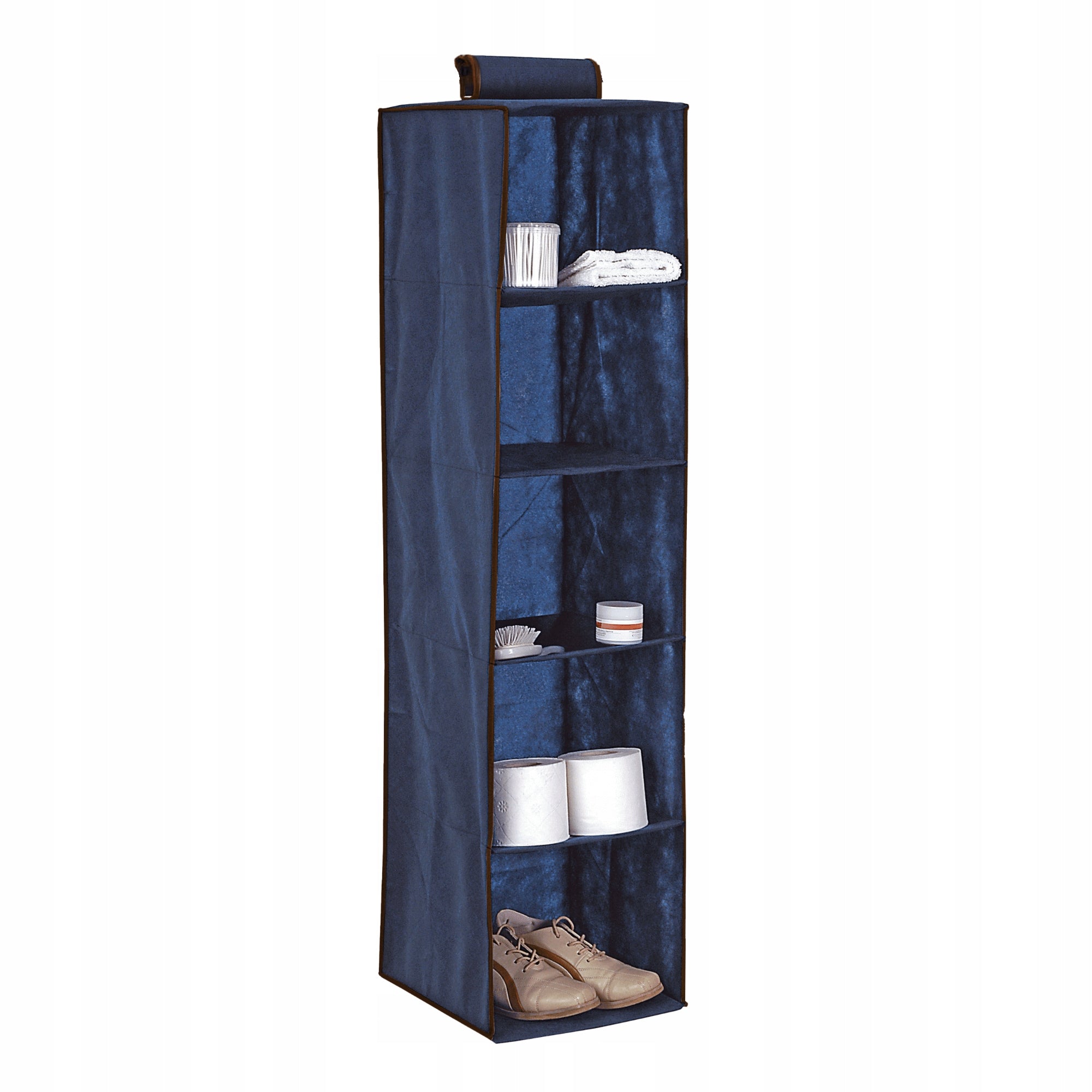 BLUE blue hanging closet organizer 5 compartments 30X30X120cm Manufacturer code duży niebieski organizer z przegrodami