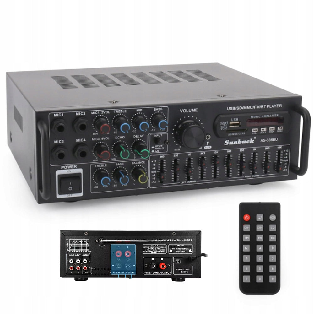 BLUETOOTH 2000W FM STEREO AMPLIFIER RECEIVER Radio + REMOTE CONTROL