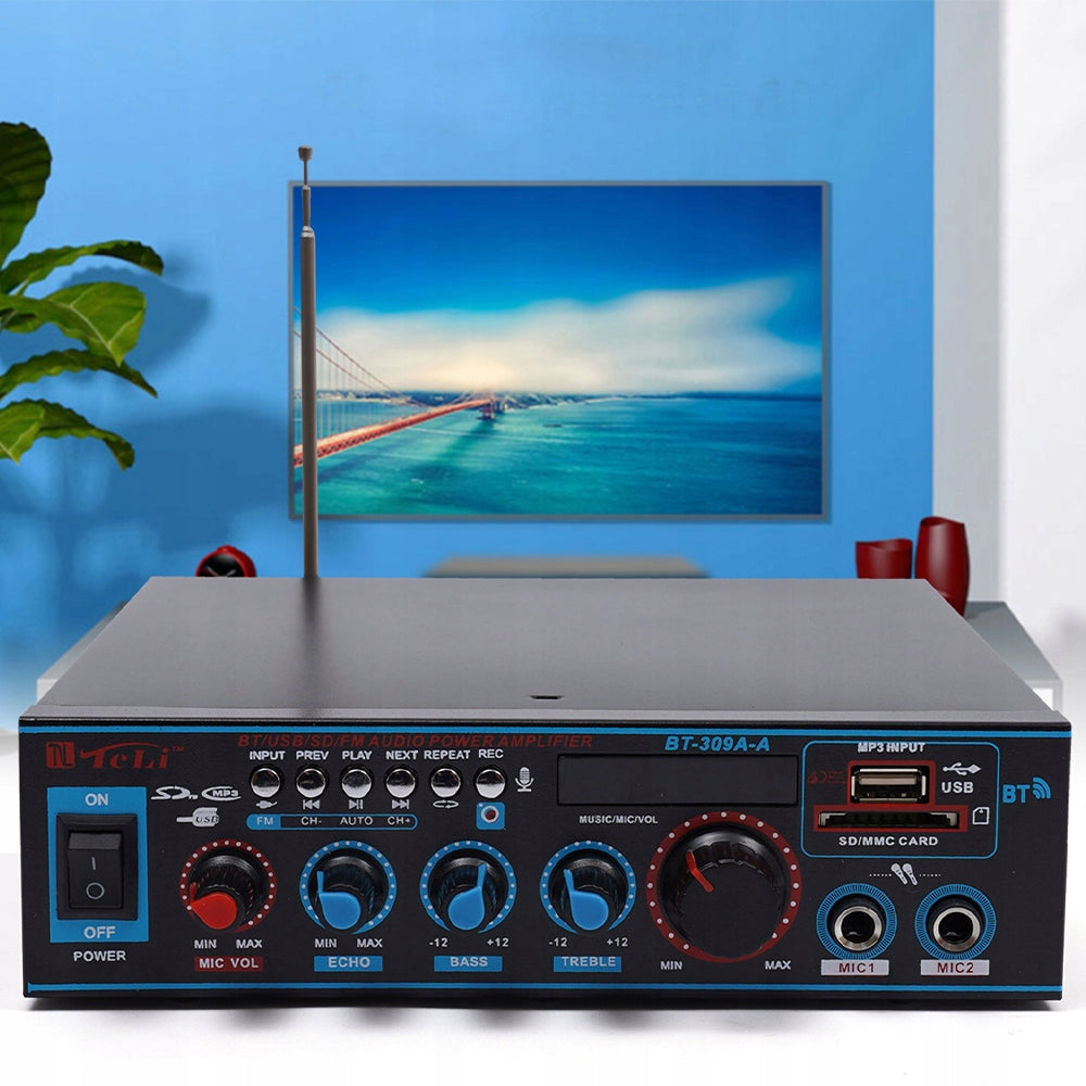 BLUETOOTH 400W STEREO AUDIO AMPLIFIER WITH TWO MICROPHONE INPUTS Model PDA69BU