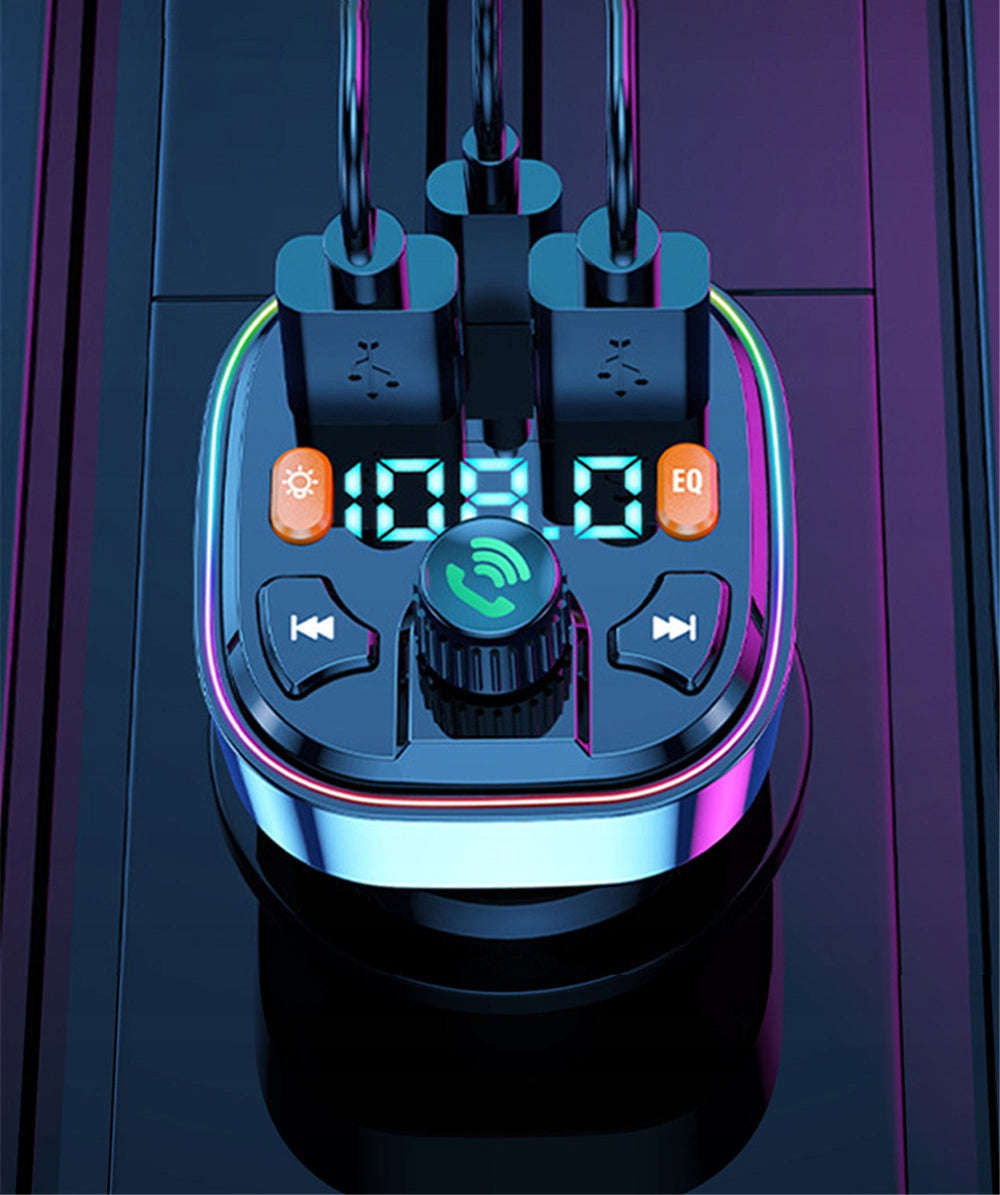BLUETOOTH 5.0 FM TRANSMITTER QC 3.0 PD 20W RGB 2x USB USB-C CHARGER Packaging status original