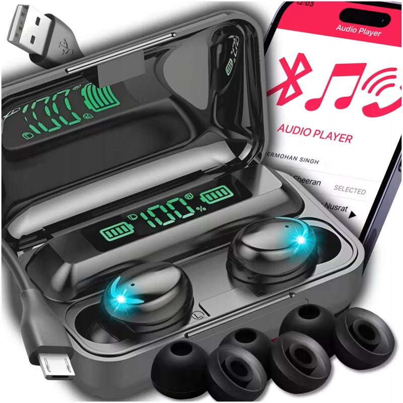 BLUETOOTH 5.3 WIRELESS EARBUDS BT + BUILT-IN POWERBANK
