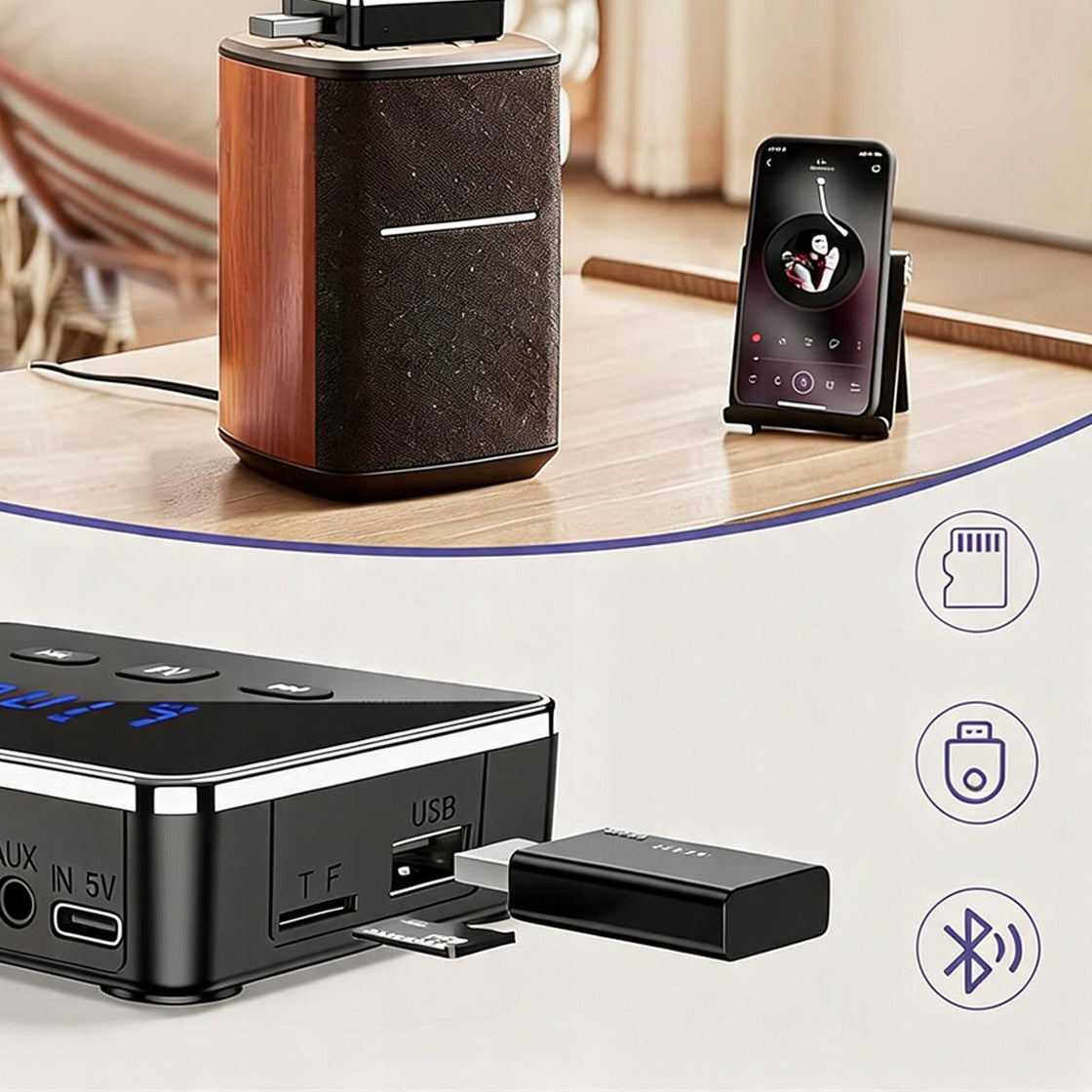 BLUETOOTH ADAPTER 5.4 TRANSMITTER + RECEIVER AUX RCA JACK 3,5MM MINI BT 5V Brand no brand